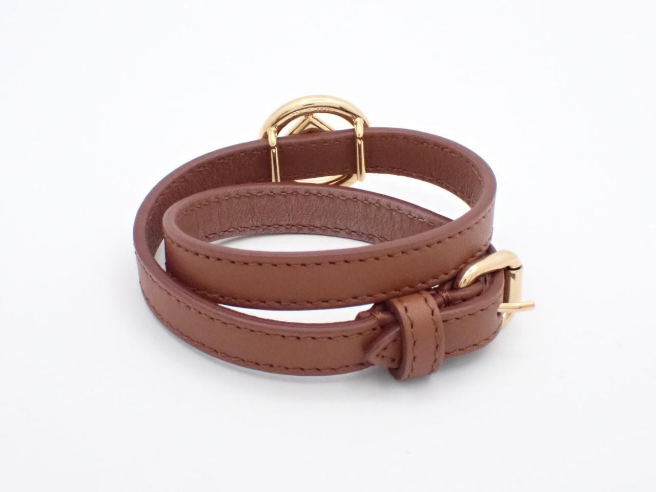 F is Fendi double wrap bracelet, brown. — view 2