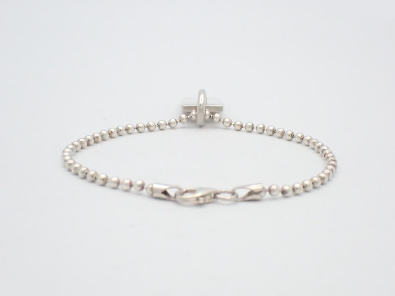 Ball chain, 925 sterling silver, 7.7g, plate bracelet, chain approximately 17cm. — view 2