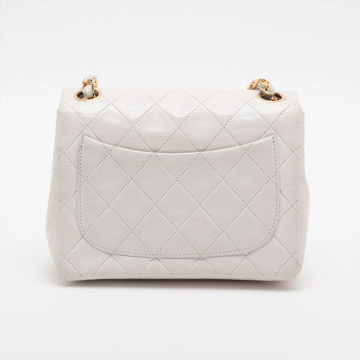 Mini Matelassé 17 Lambskin Single Flap Single Chain Bag, White with Gold Hardware, 1712407, Series 1, A01115 — view 2