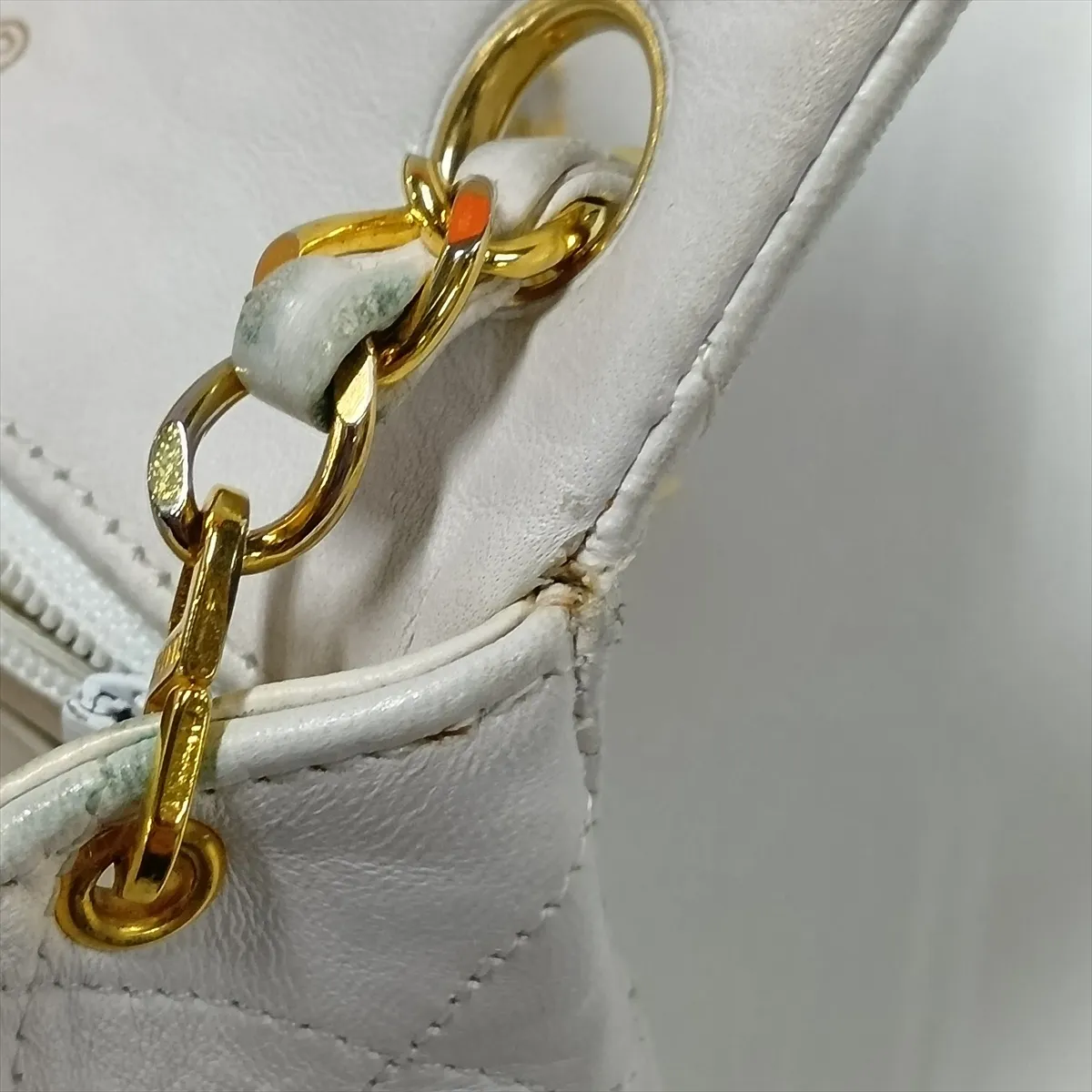 Mini Matelassé 17 Lambskin Single Flap Single Chain Bag, White with Gold Hardware, 1712407, Series 1, A01115 — view 14