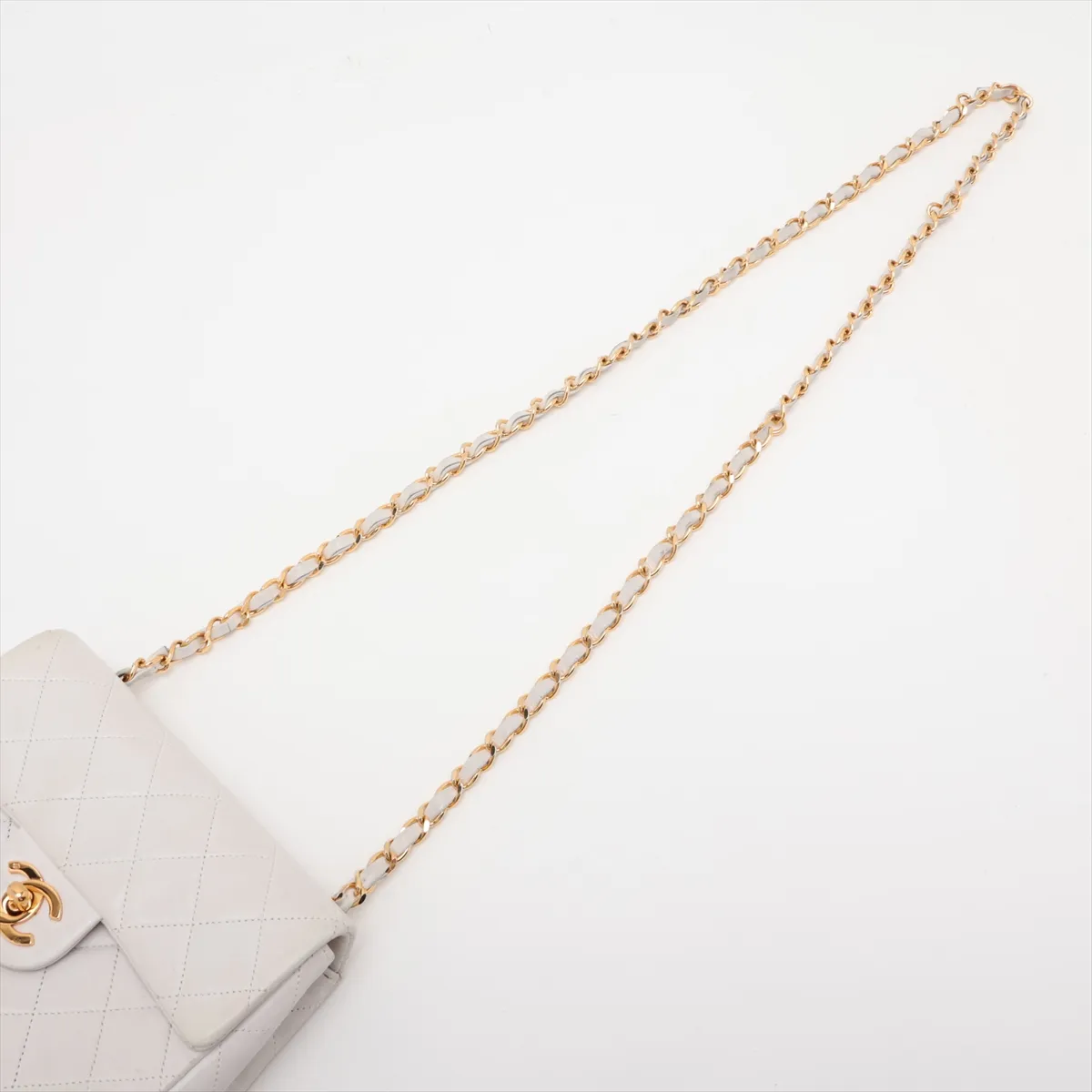 Mini Matelassé 17 Lambskin Single Flap Single Chain Bag, White with Gold Hardware, 1712407, Series 1, A01115 — view 5