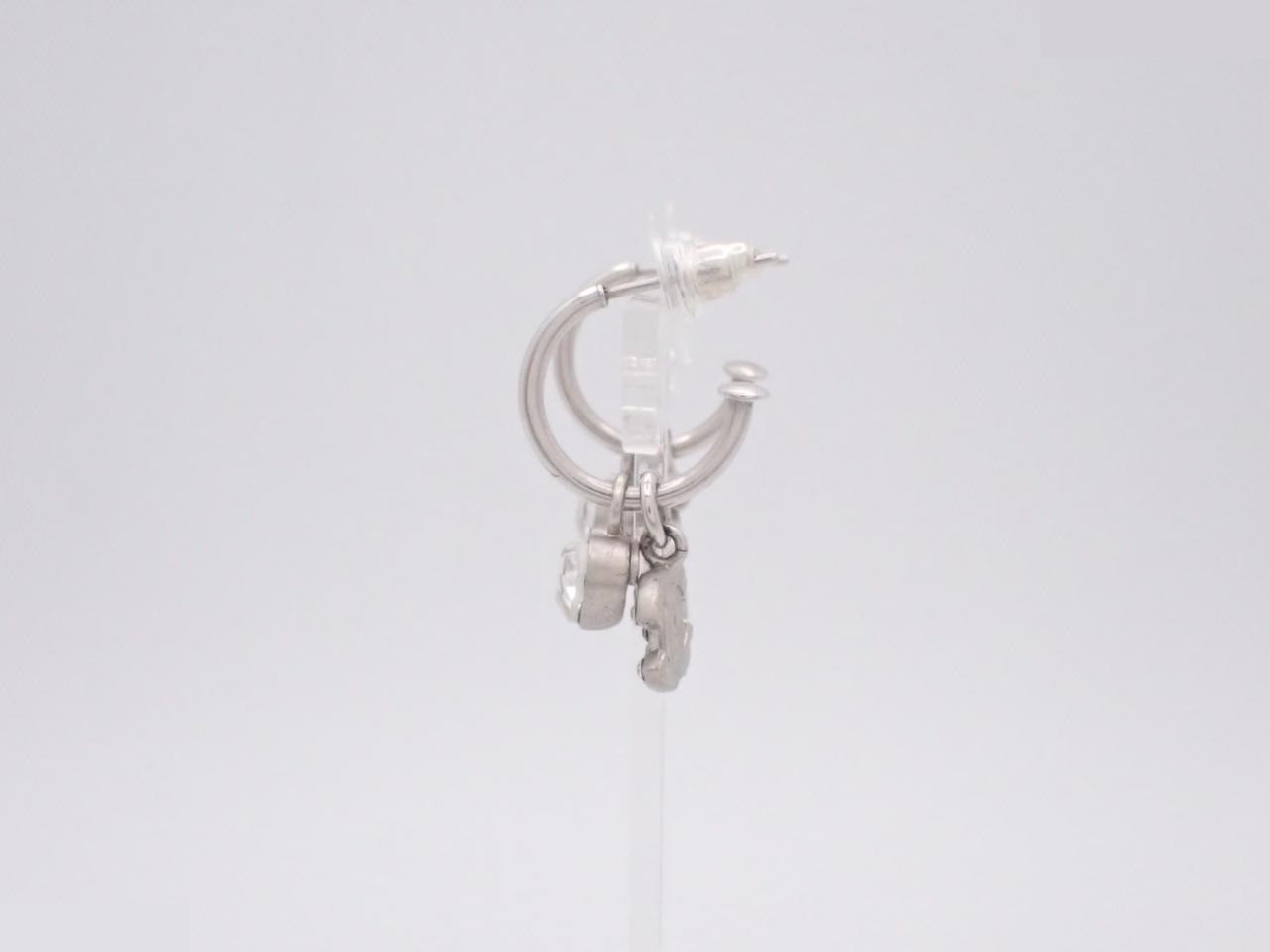 hoop earrings, model 04A, featuring a Coco Mark, heart design, and stone. Height: 2.5 cm. — view 3