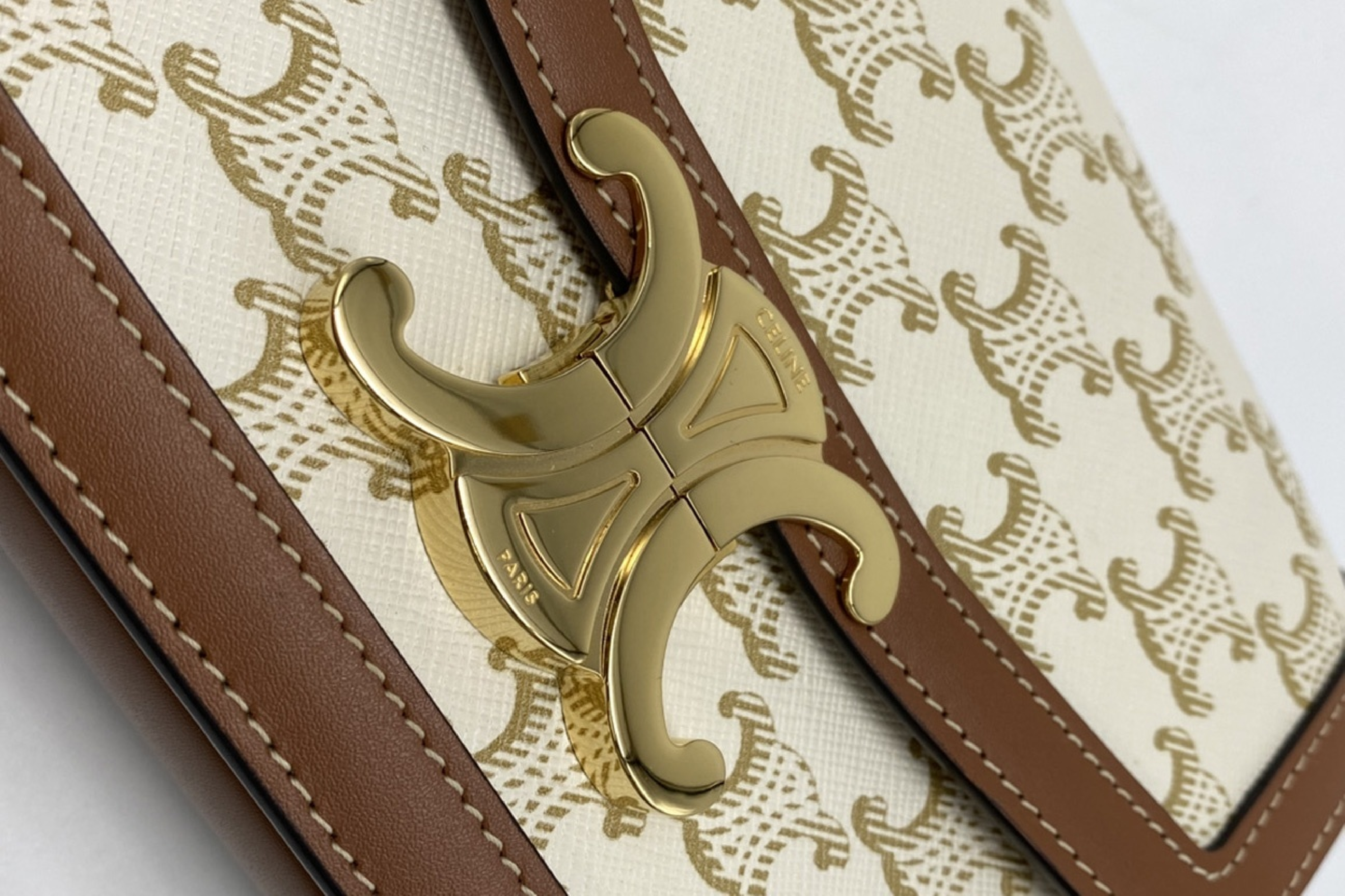 188882BZ4.01BC Triomphe Canvas & Calfskin Teen Triomphe Bag White Shoulder Bag — view 13