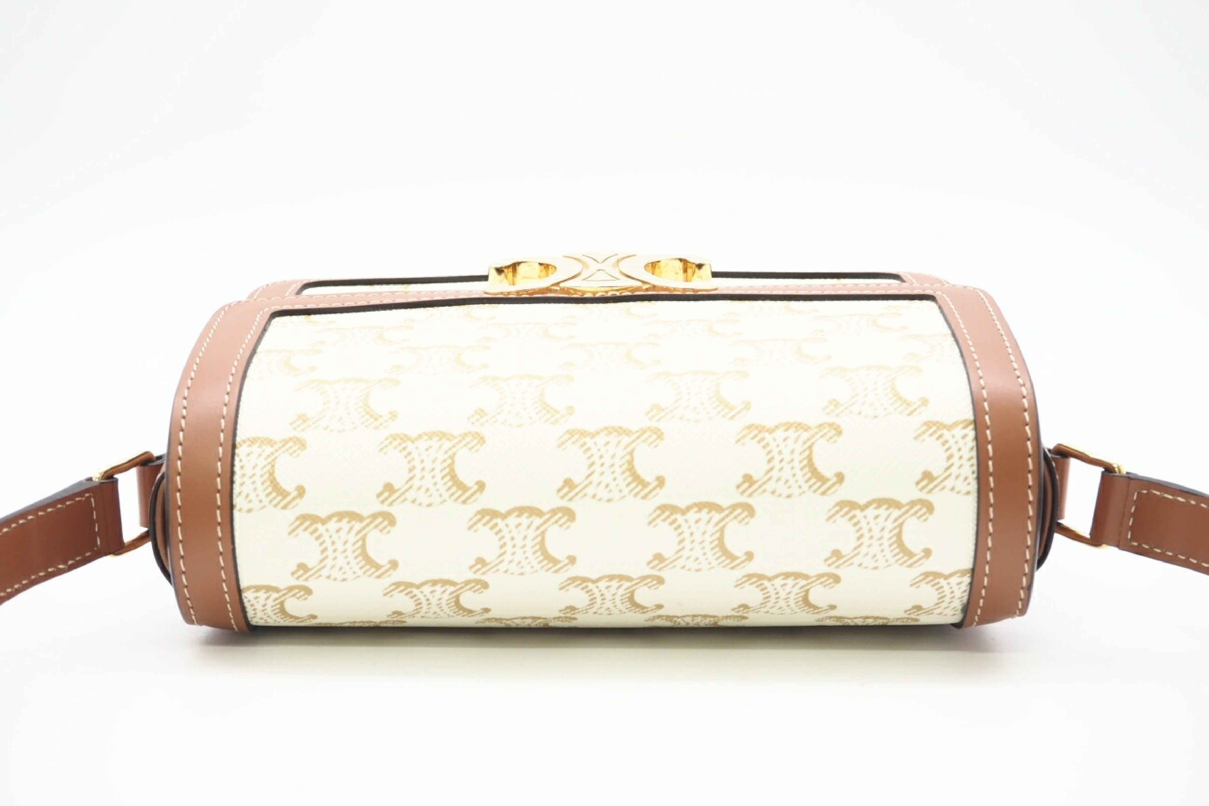 188882BZ4.01BC Triomphe Canvas & Calfskin Teen Triomphe Bag White Shoulder Bag — view 7