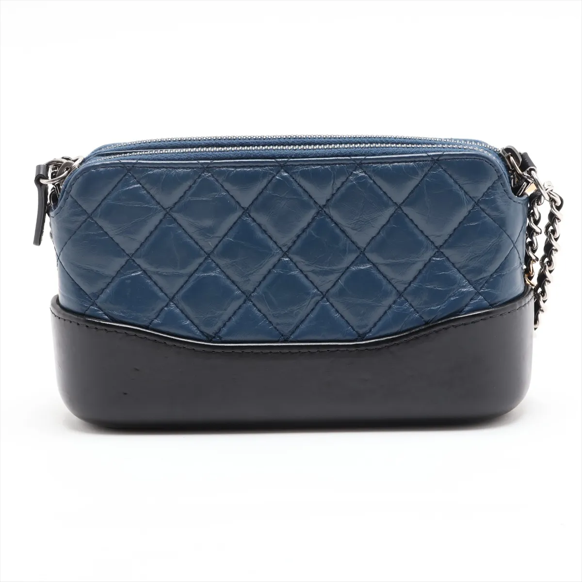 Gabrielle de Chanel Vintage Calfskin Chain Shoulder Bag, Blue x Black, Gold x Silver Hardware, 24870521, Serial Number 24 — view 2