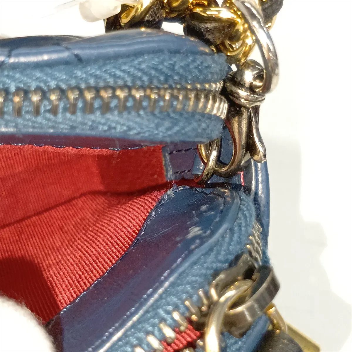Gabrielle de Chanel Vintage Calfskin Chain Shoulder Bag, Blue x Black, Gold x Silver Hardware, 24870521, Serial Number 24 — view 12