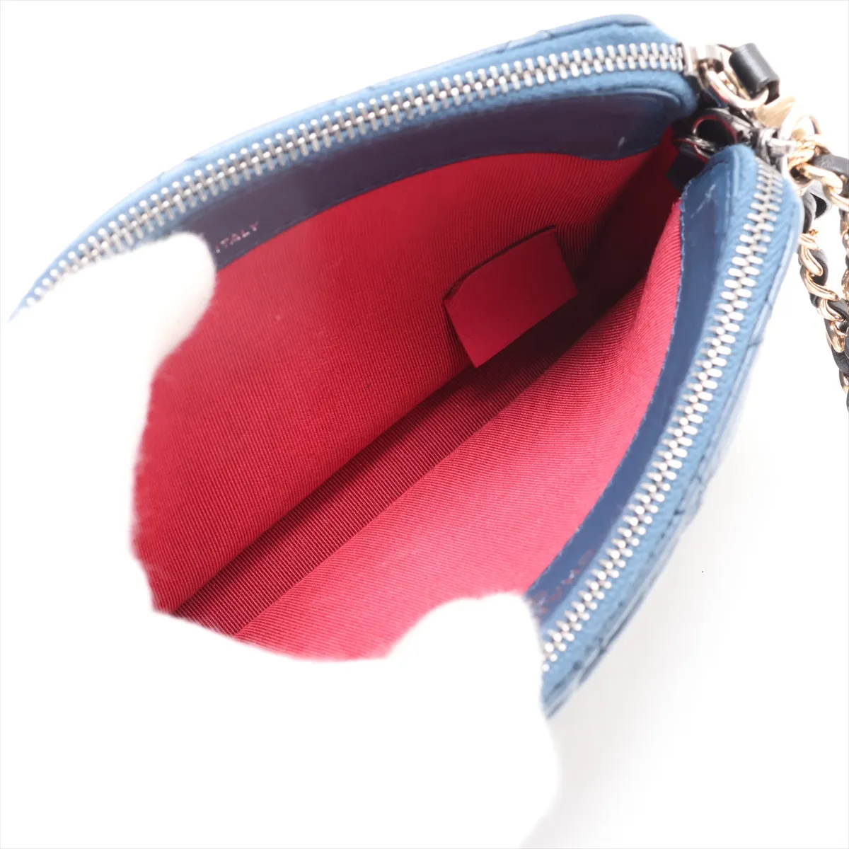 Gabrielle de Chanel Vintage Calfskin Chain Shoulder Bag, Blue x Black, Gold x Silver Hardware, 24870521, Serial Number 24 — view 7