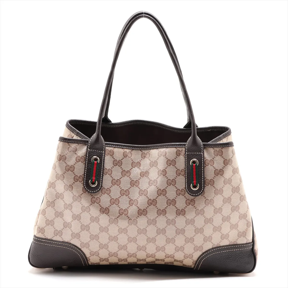 GG Crystal 293592 PVC x Leather Tote Bag, Beige x Black — view 2