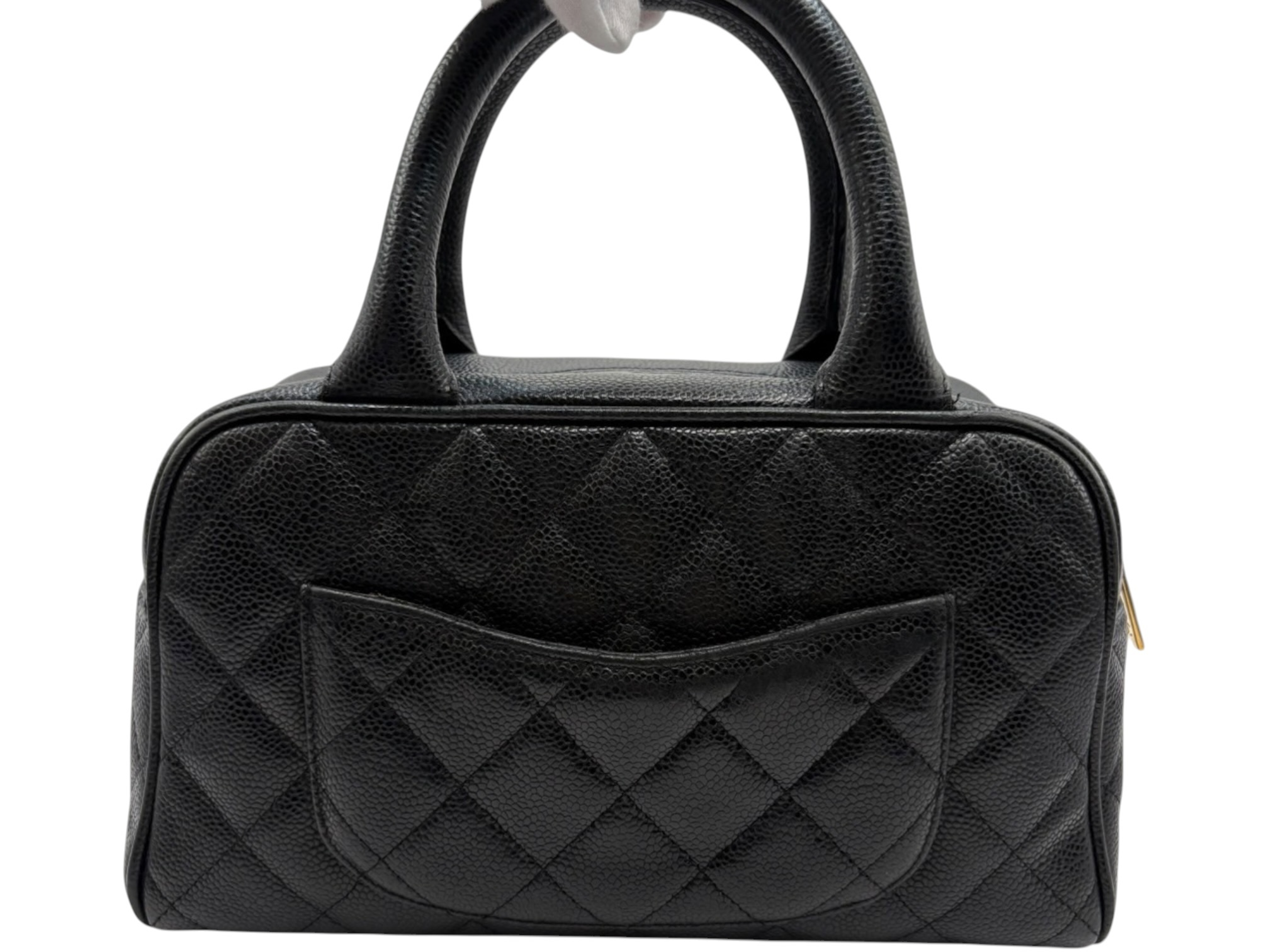 Chanel Matelassé Caviar Skin Handbag Black Gold Hardware Handbag — view 2