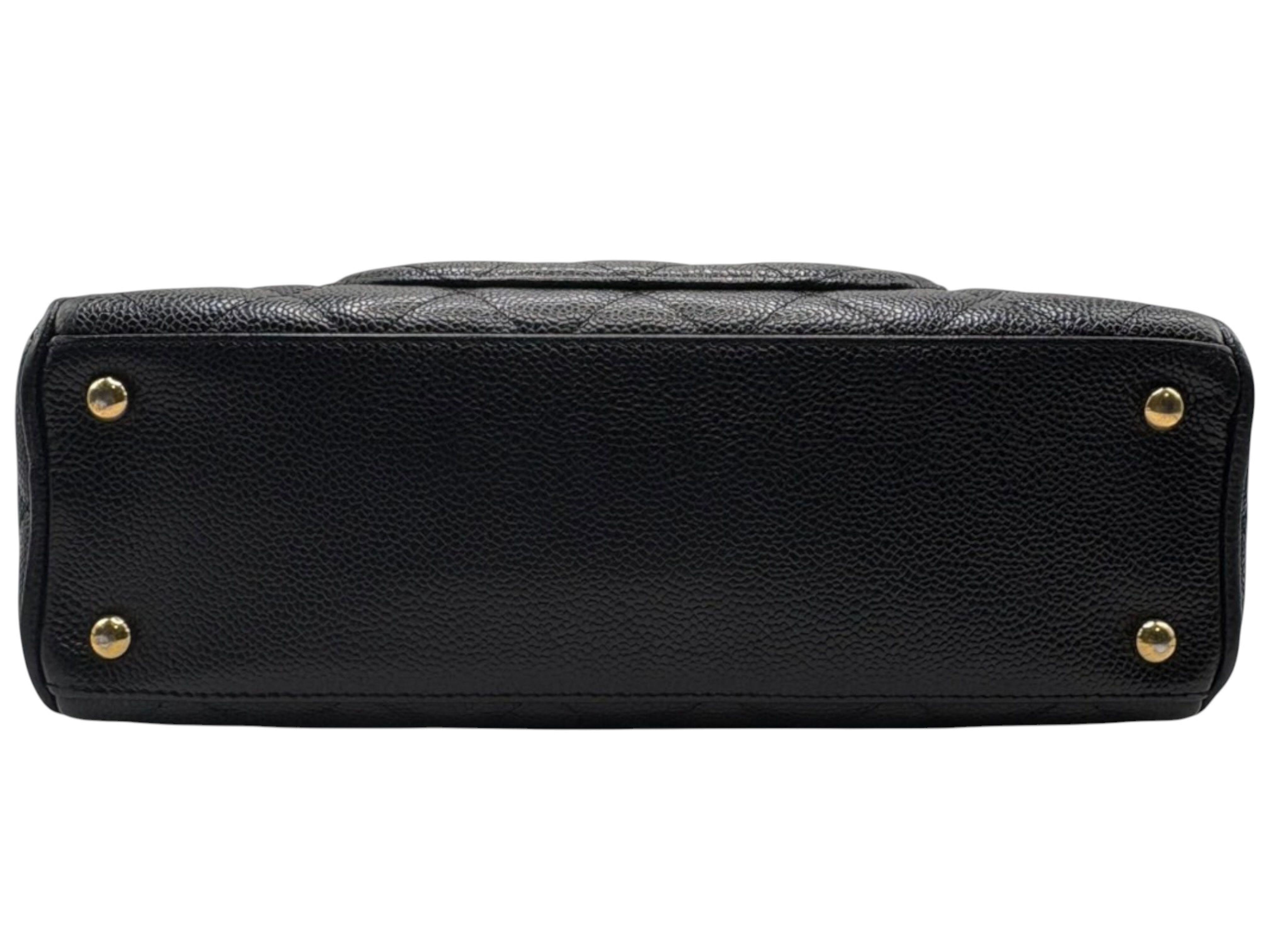 Chanel Matelassé Caviar Skin Handbag Black Gold Hardware Handbag — view 7