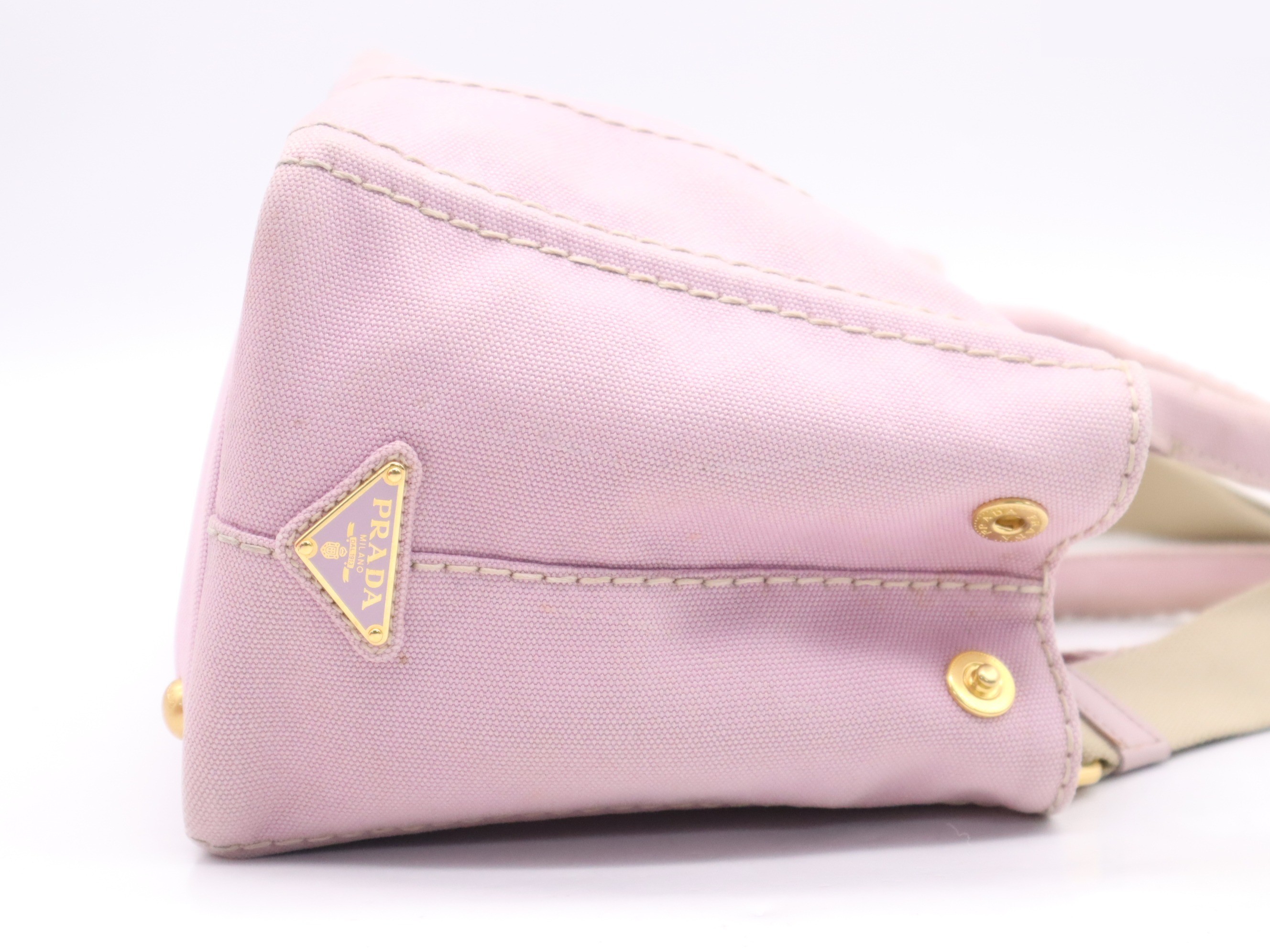 Canvas Canapa Mini Handbag with Shoulder Strap, Pink — view 5