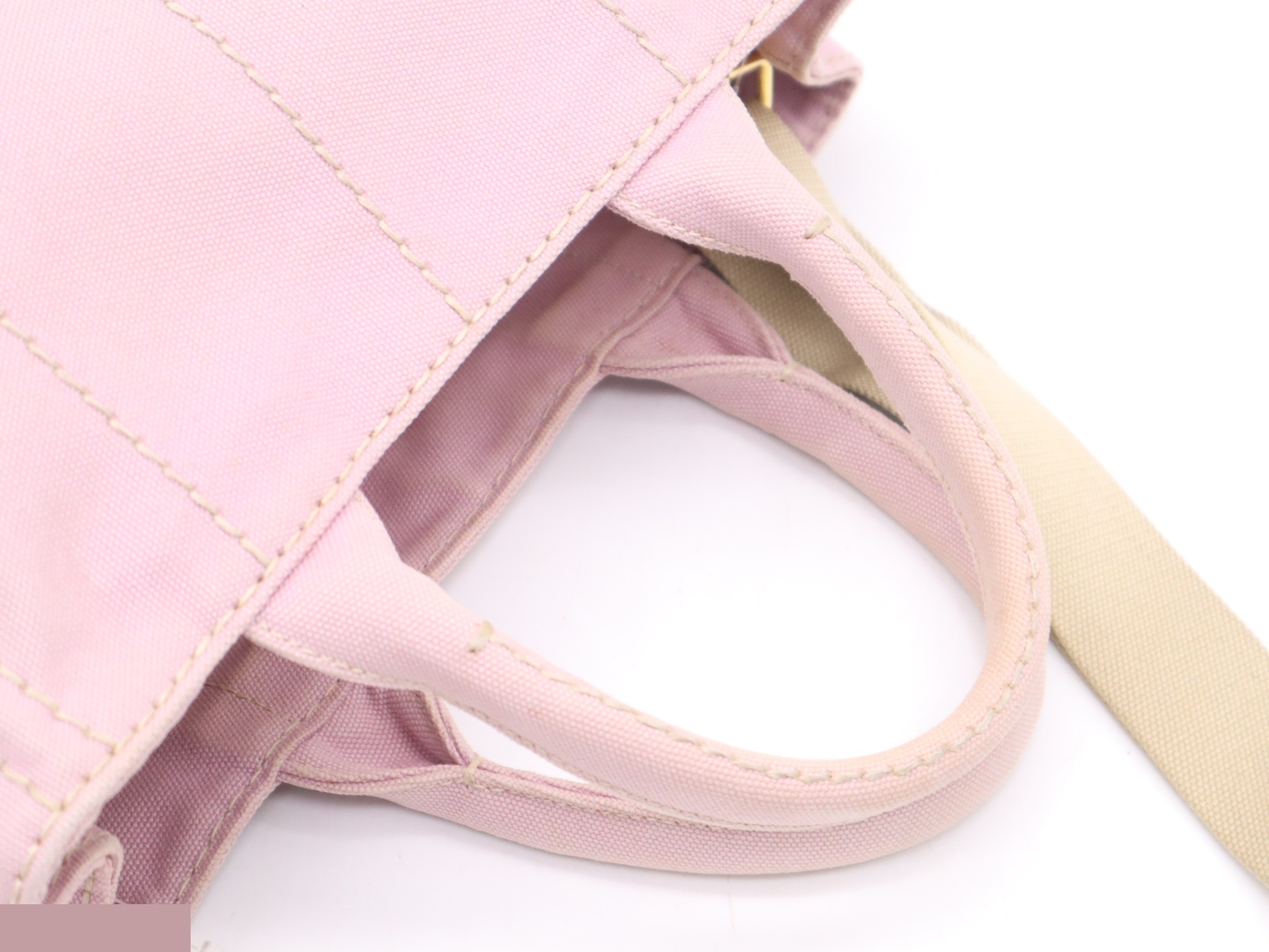 Canvas Canapa Mini Handbag with Shoulder Strap, Pink — view 6