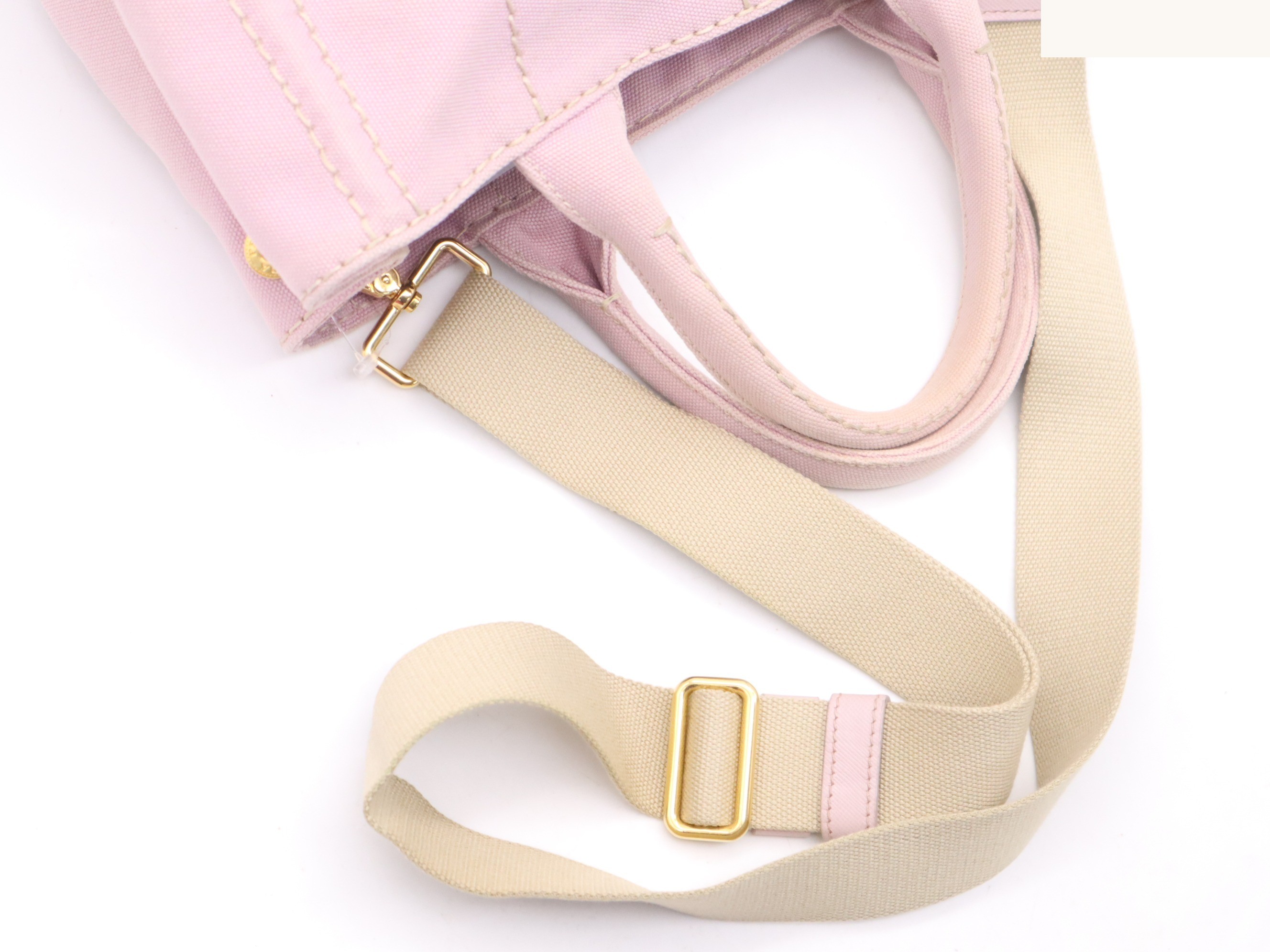 Canvas Canapa Mini Handbag with Shoulder Strap, Pink — view 8