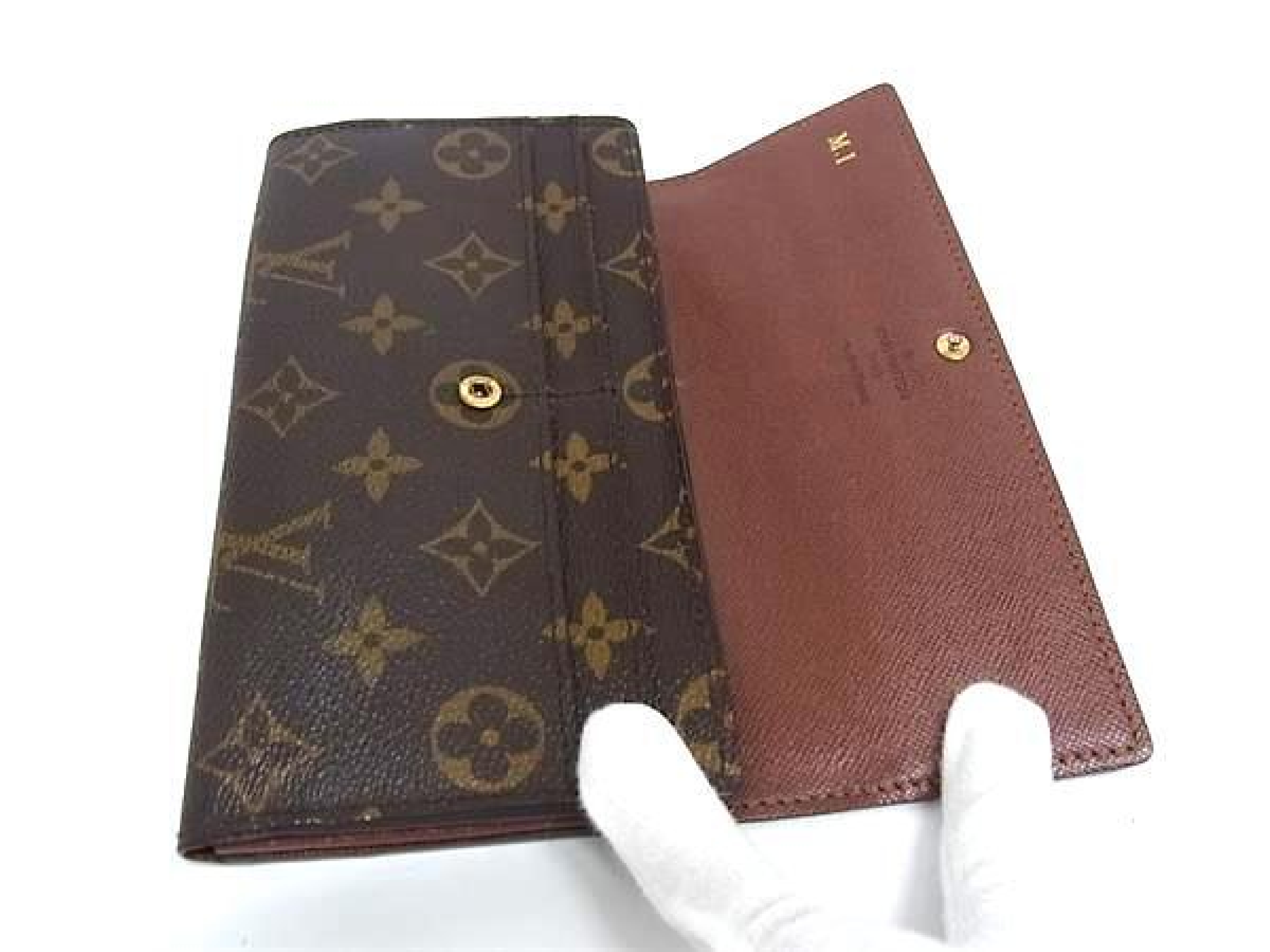 M61734 Monogram Portefeuille Sarah Bi-fold Long Wallet, Brown, EA4199 — view 3