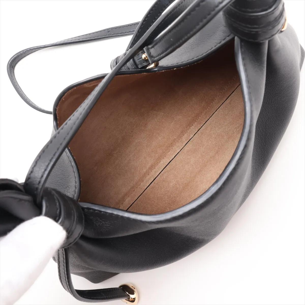 Scarf Bag Mini Leather Shoulder Bag Black — view 6