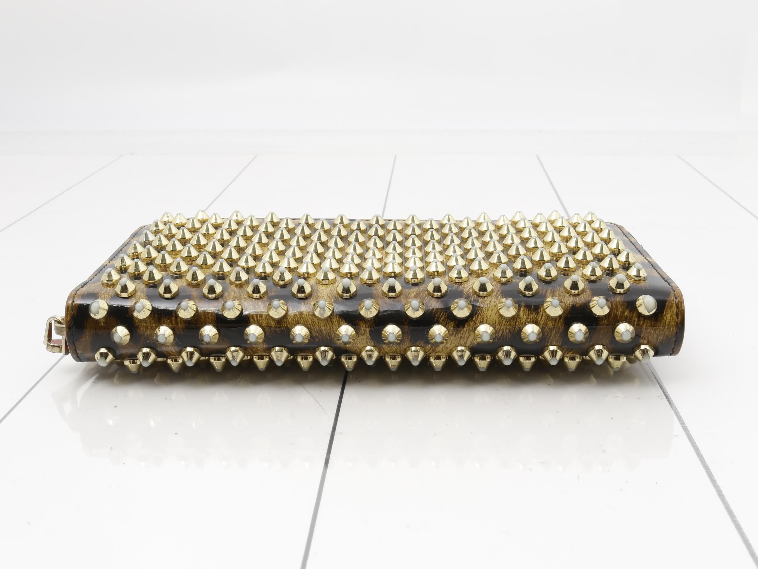 Panettone Studded Leopard Round Zip Long Wallet — view 3