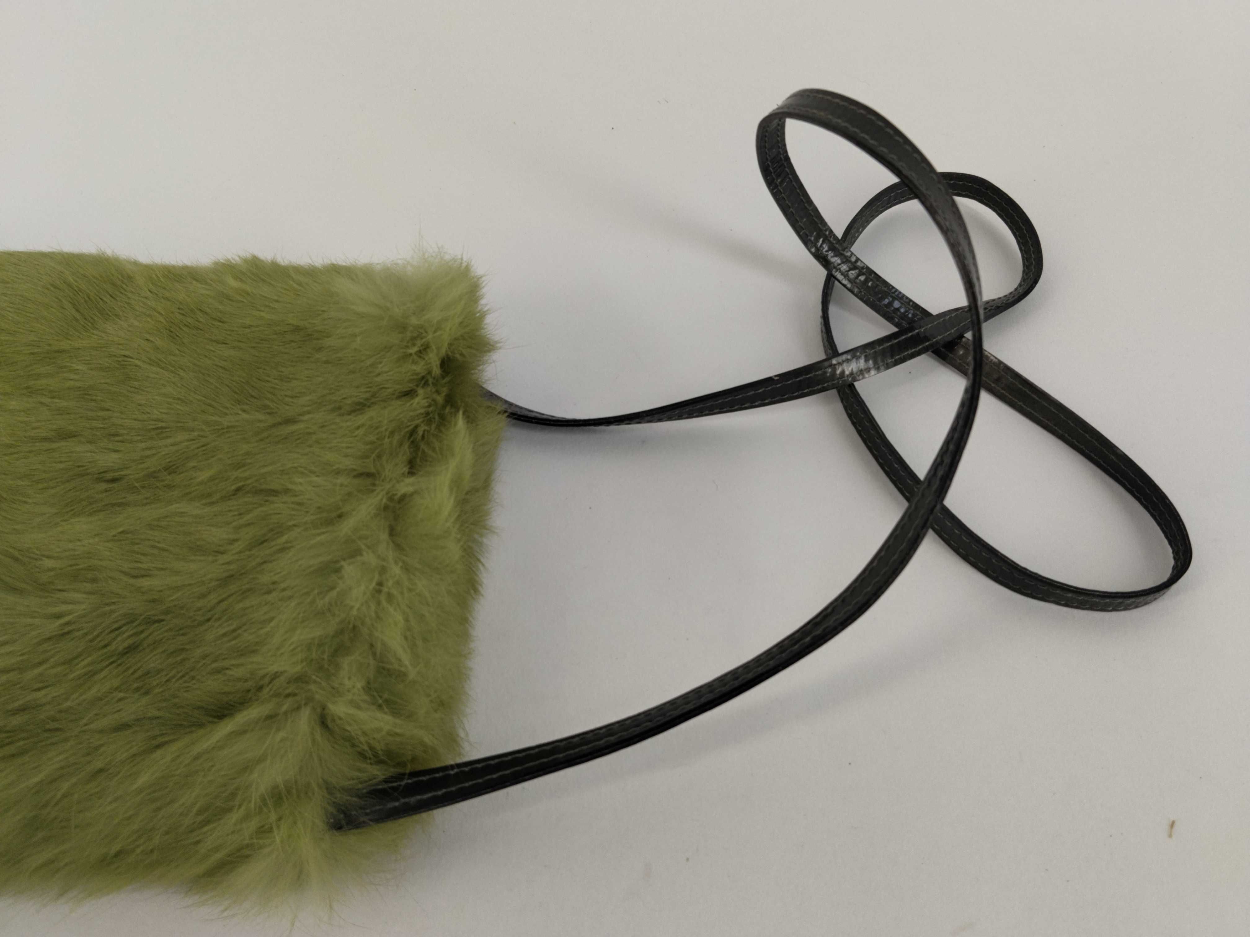 handbag, fur trim, green shoulder bag — view 3