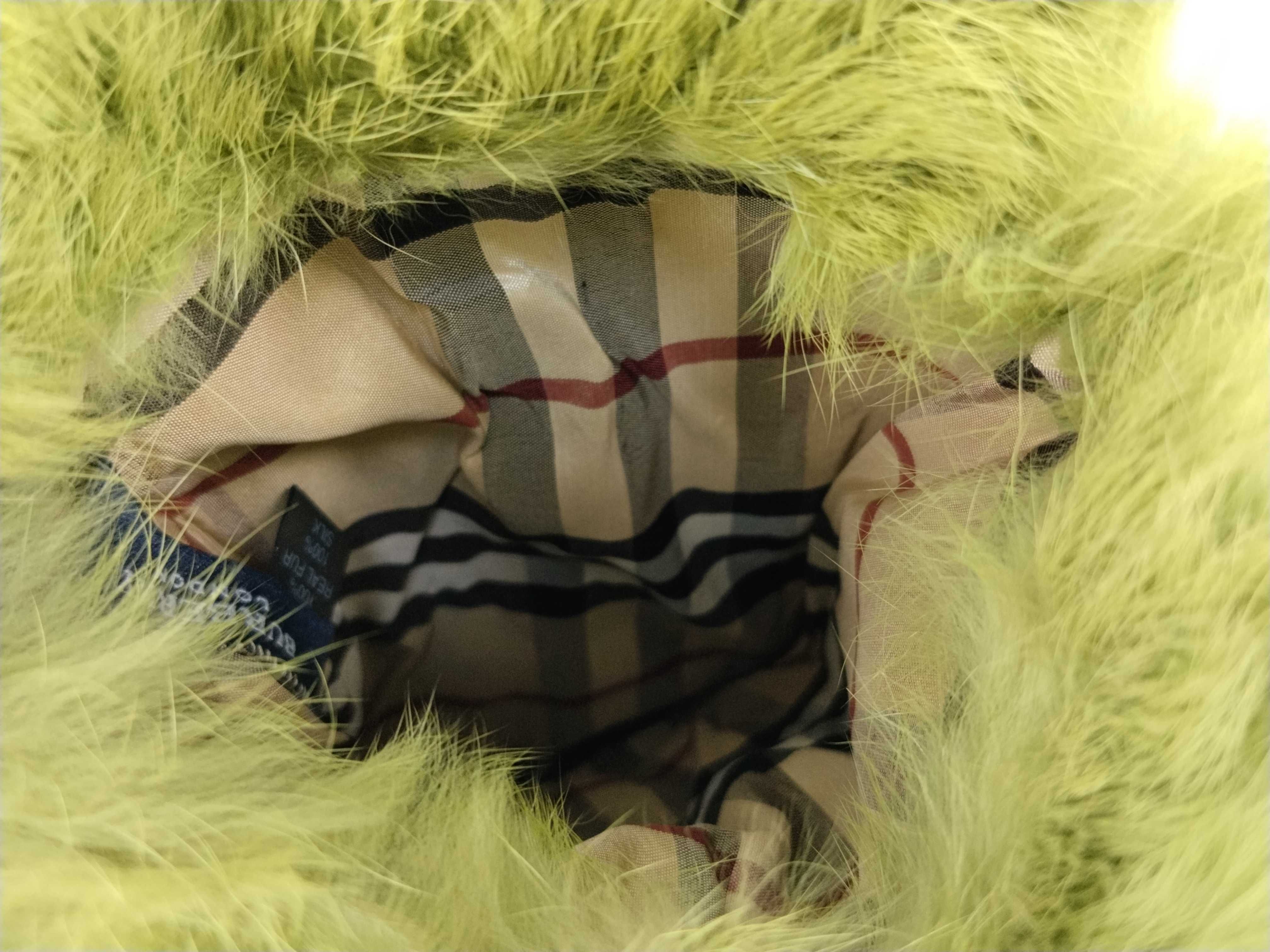 handbag, fur trim, green shoulder bag — view 9