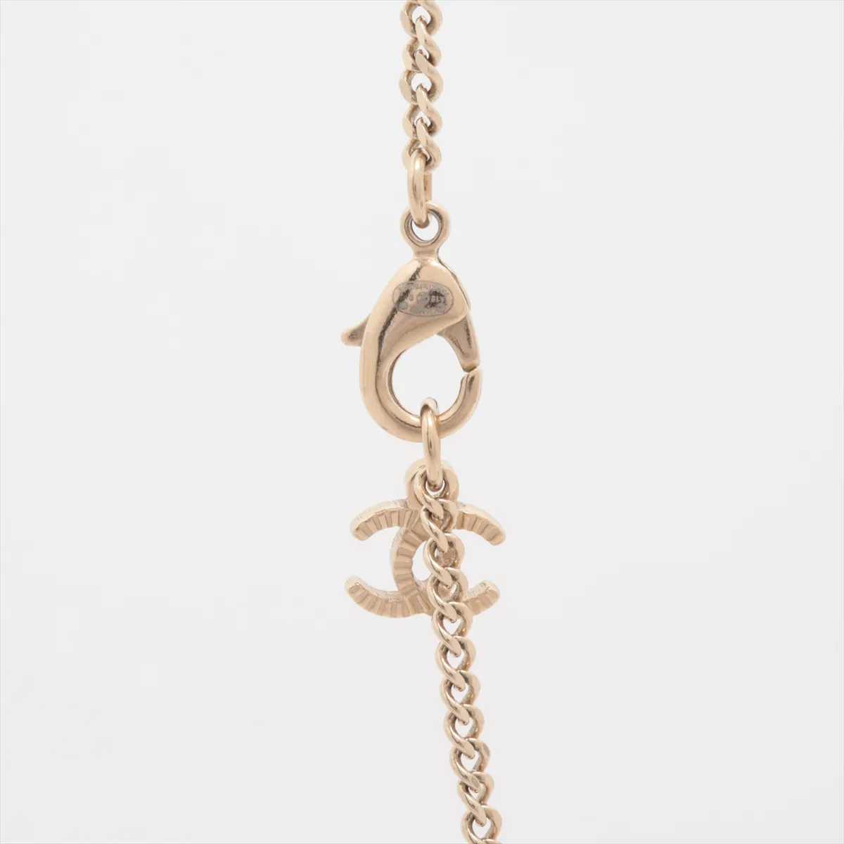 Coco Mark A19B Necklace, GP x Rhinestone x Faux Pearl, Gold, — view 3