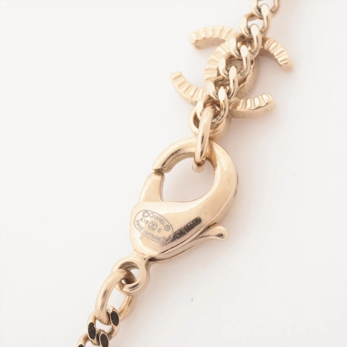 Coco Mark A19B Necklace, GP x Rhinestone x Faux Pearl, Gold, — view 4