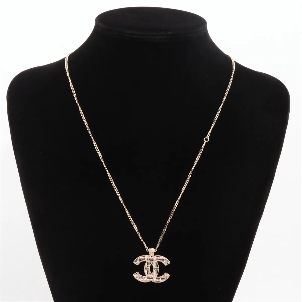 Coco Mark A19B Necklace, GP x Rhinestone x Faux Pearl, Gold, — view 5