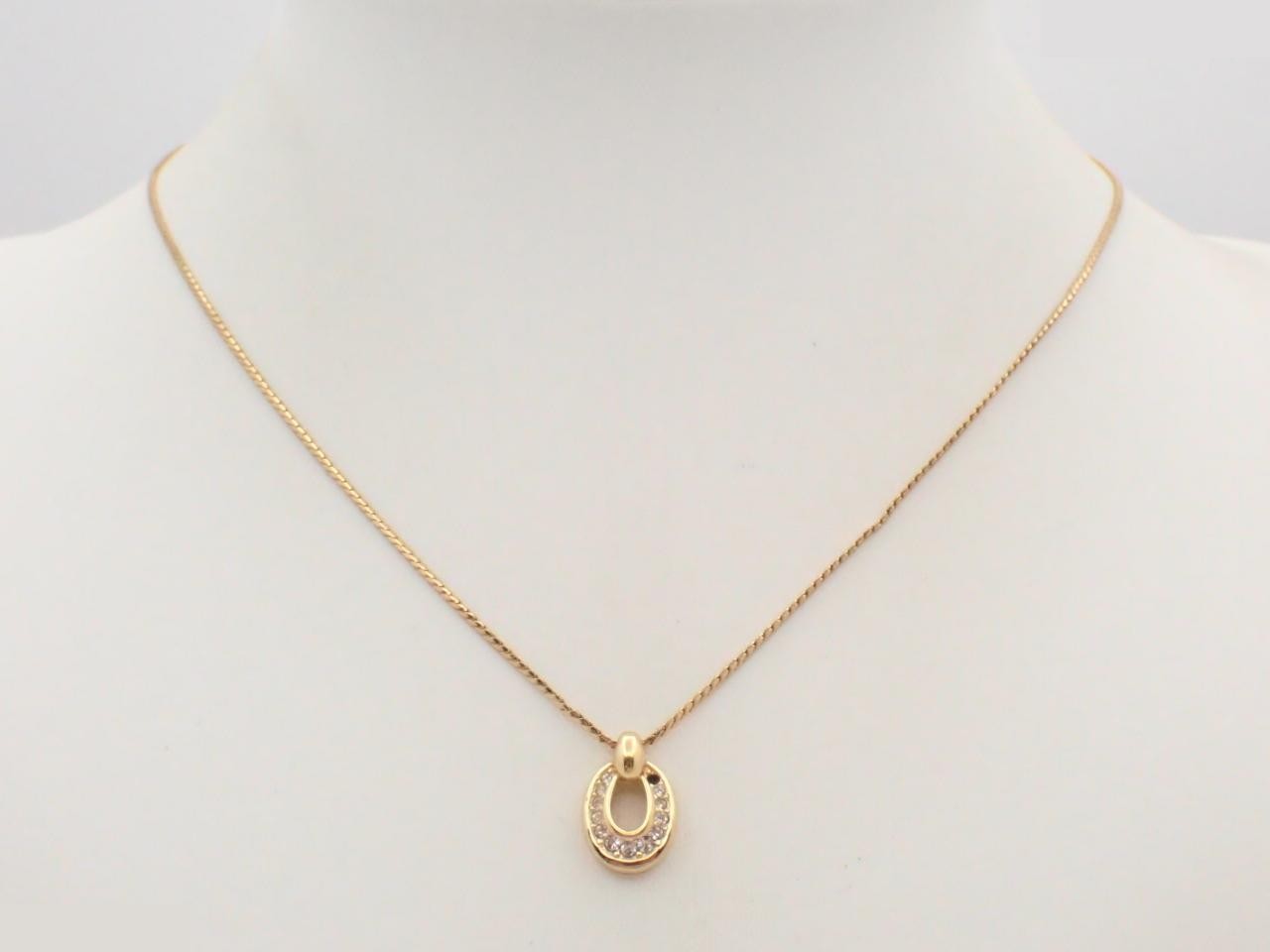 Horseshoe necklace with rhinestones, GP (Gold Plated), maximum neck circumference 43cm — view 3