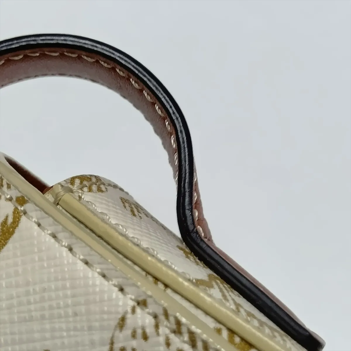 Triomphe Claude PVC x Leather Shoulder Bag, White x Brown — view 9