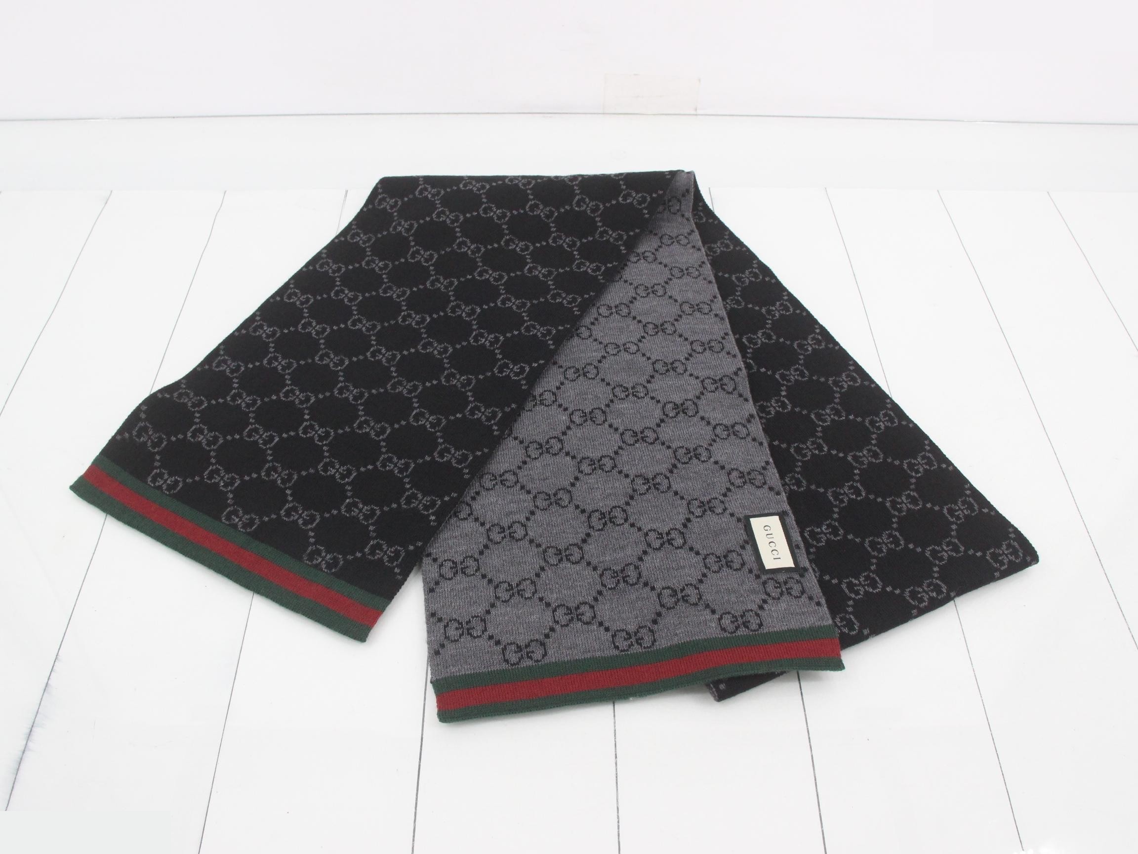 GG Reversible Scarf, Sherry, with Tag, Black — view 2
