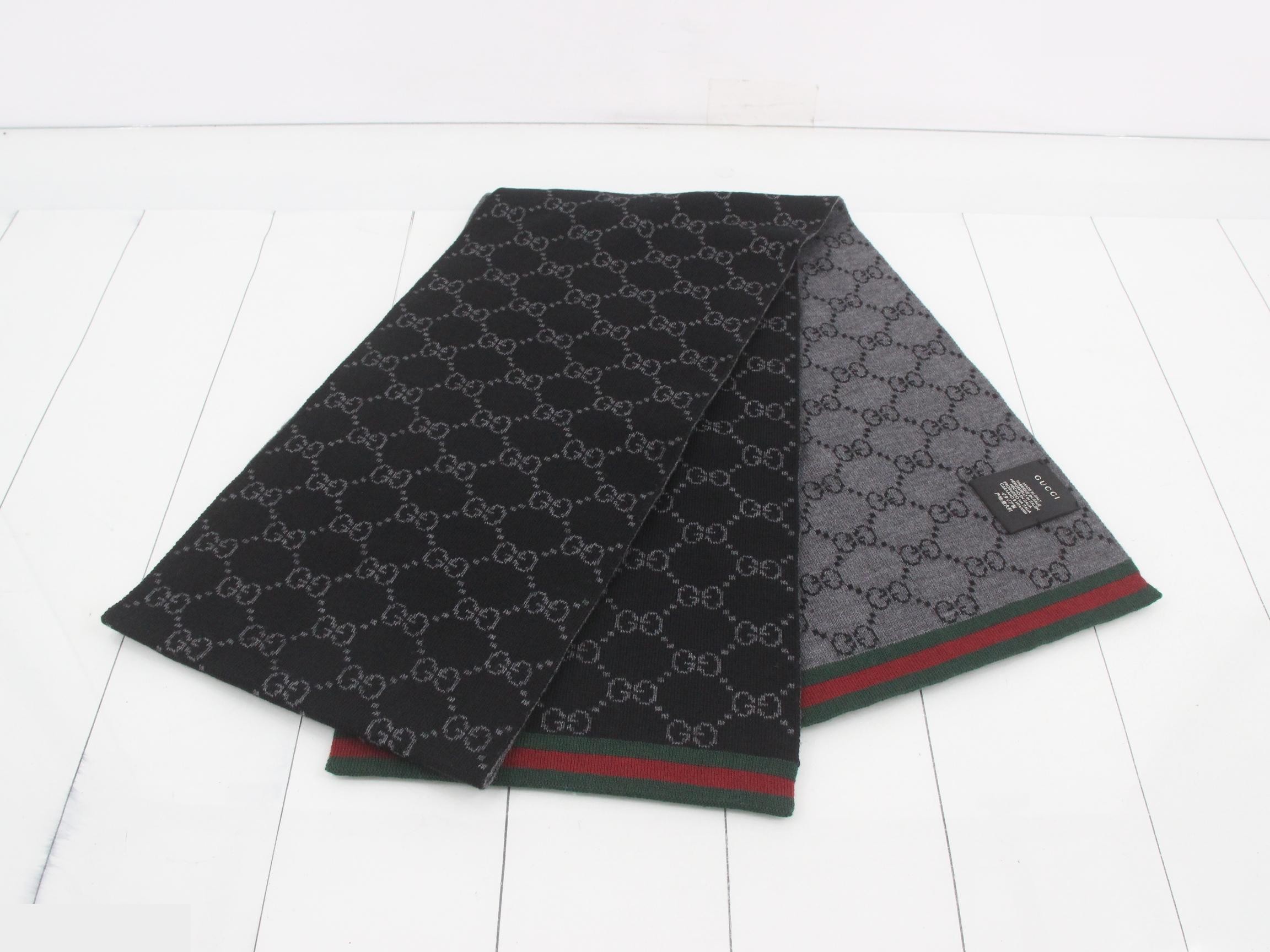 GG Reversible Scarf, Sherry, with Tag, Black — view 3