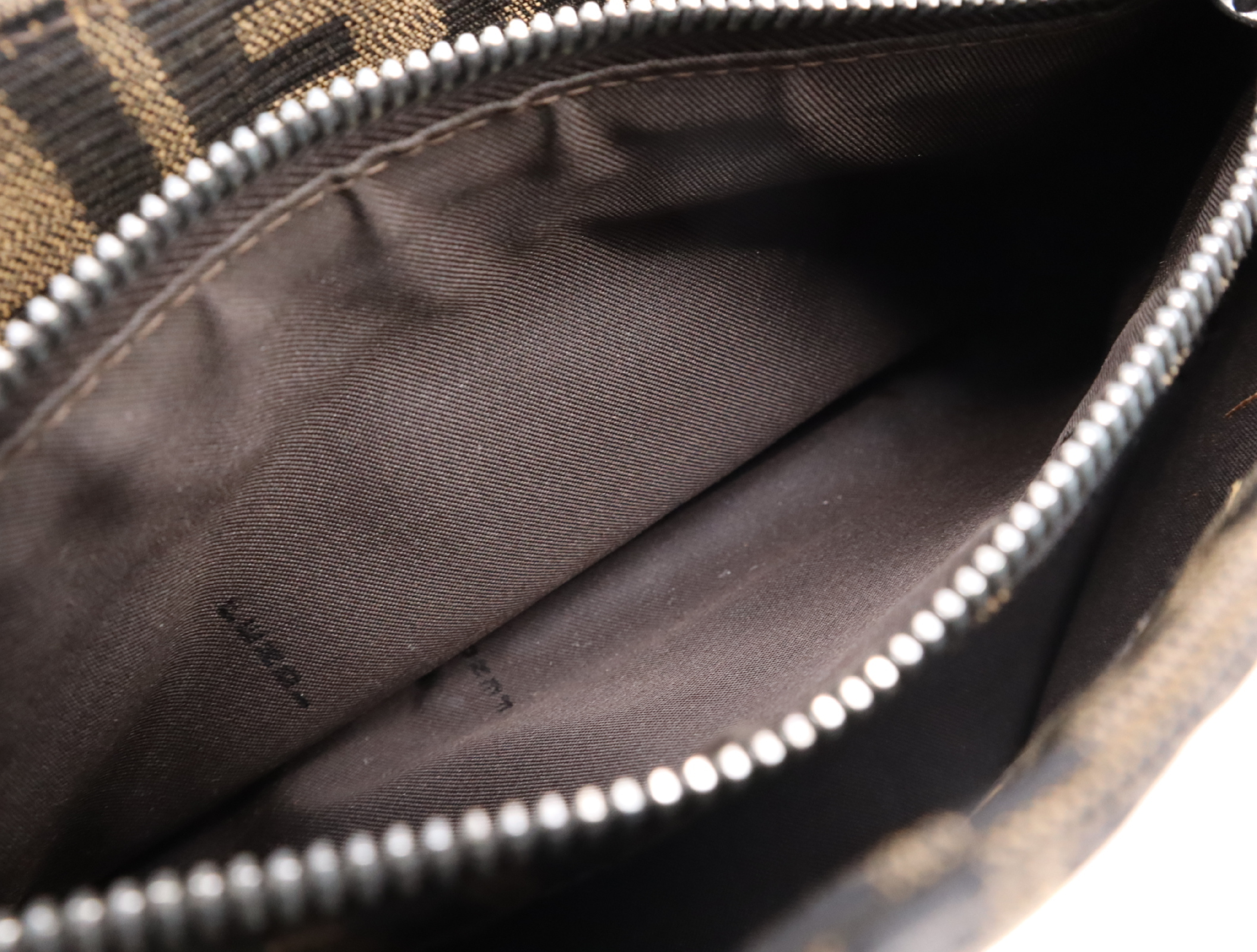 Canvas x Leather Zucca Handbag, Brown/Khaki, Silver Hardware — view 15