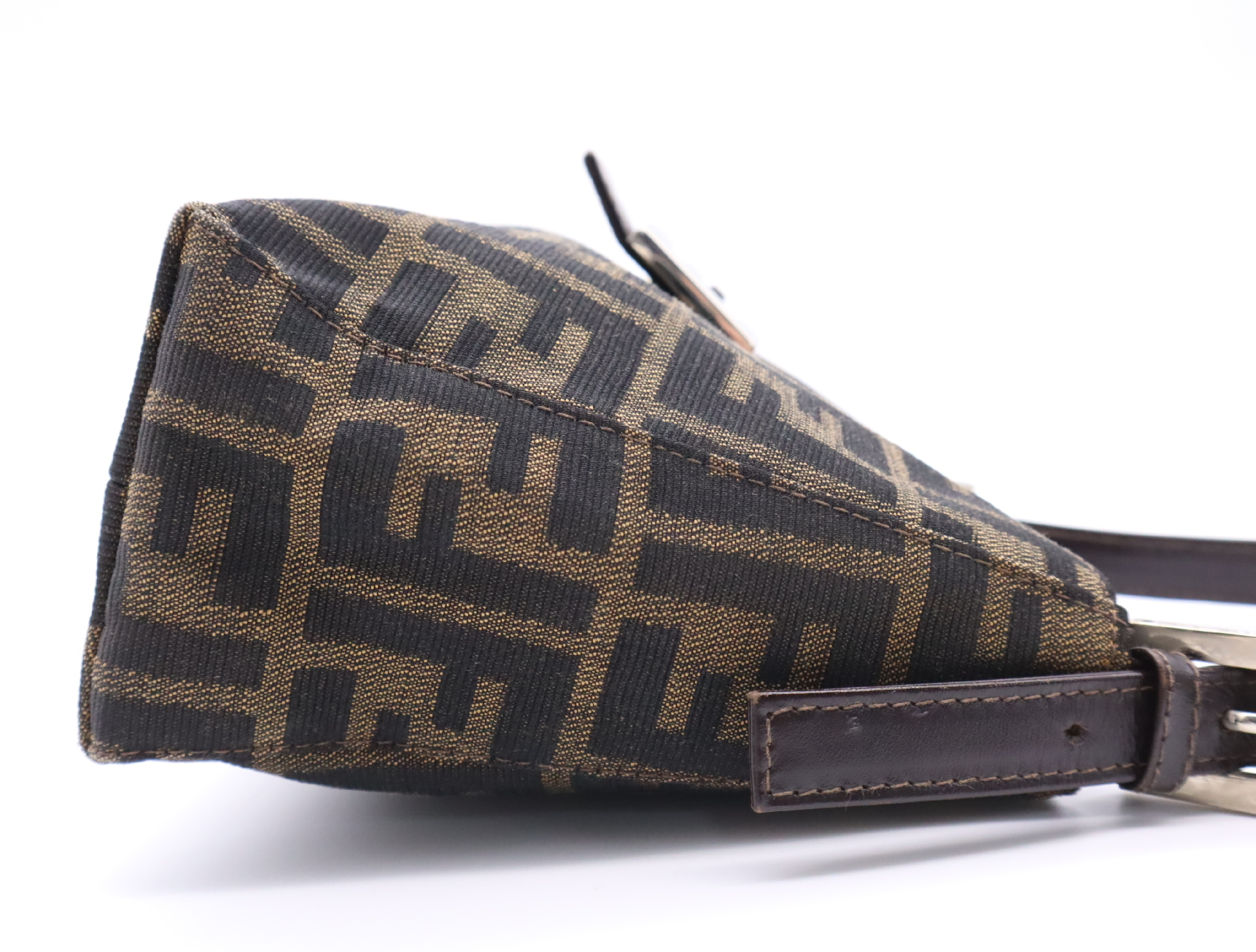 Canvas x Leather Zucca Handbag, Brown/Khaki, Silver Hardware — view 5