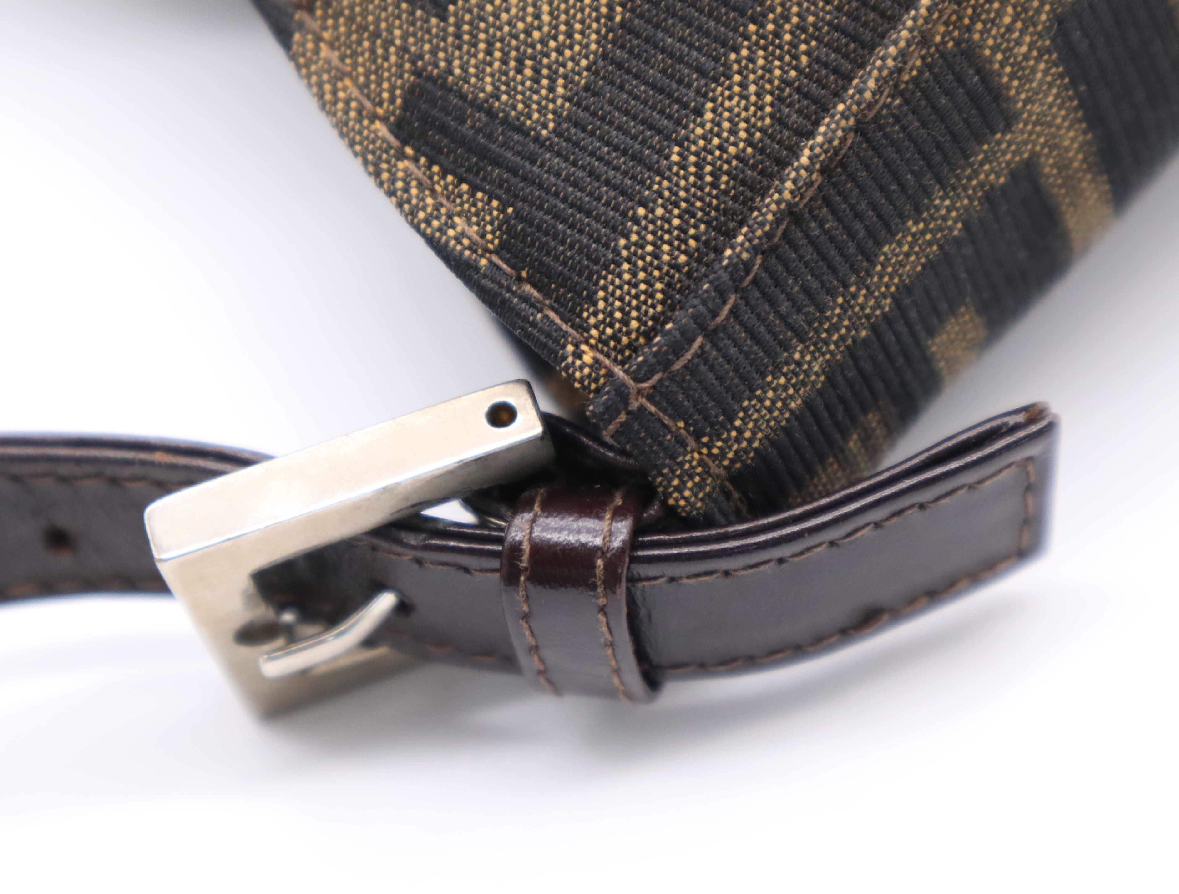 Canvas x Leather Zucca Handbag, Brown/Khaki, Silver Hardware — view 9