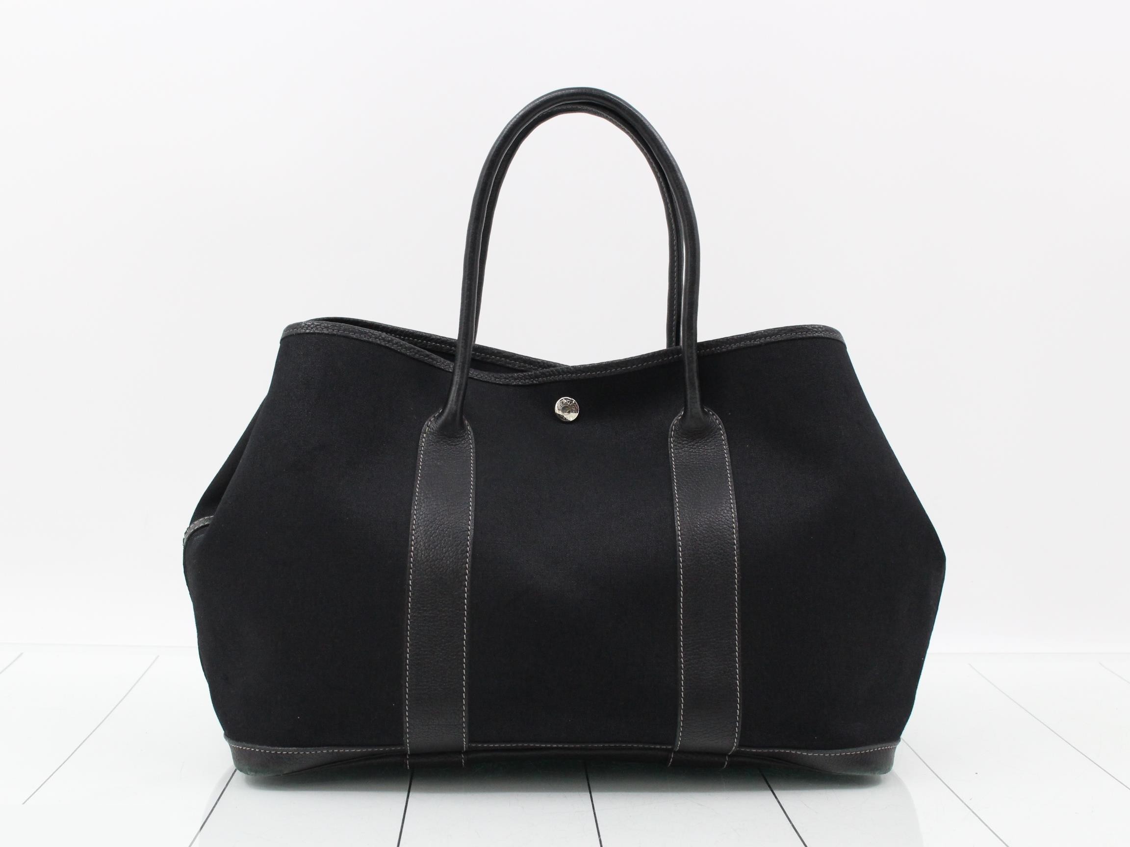 Garden Party PM Canvas/Leather Tote Bag, Black — view 2