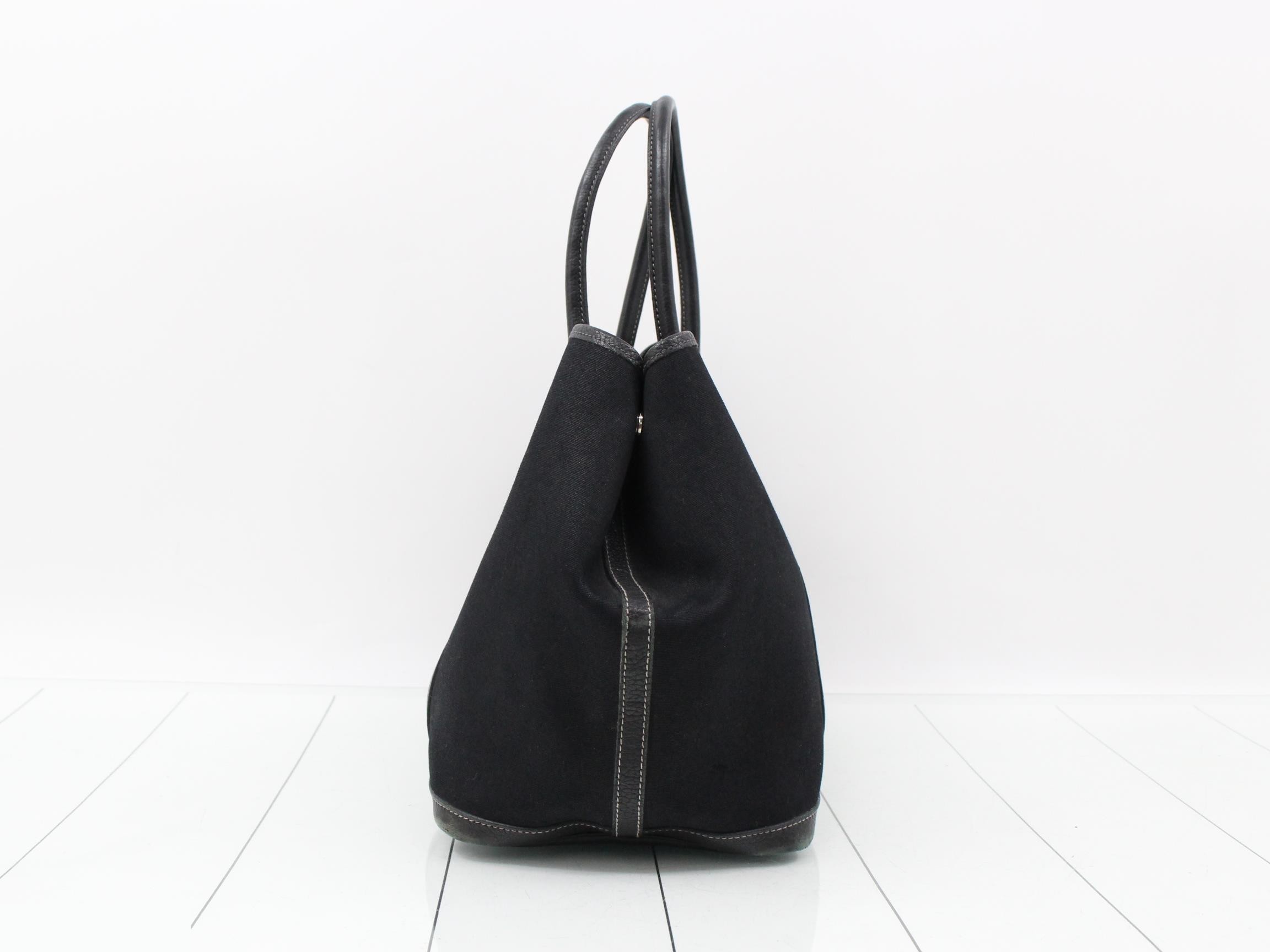 Garden Party PM Canvas/Leather Tote Bag, Black — view 3