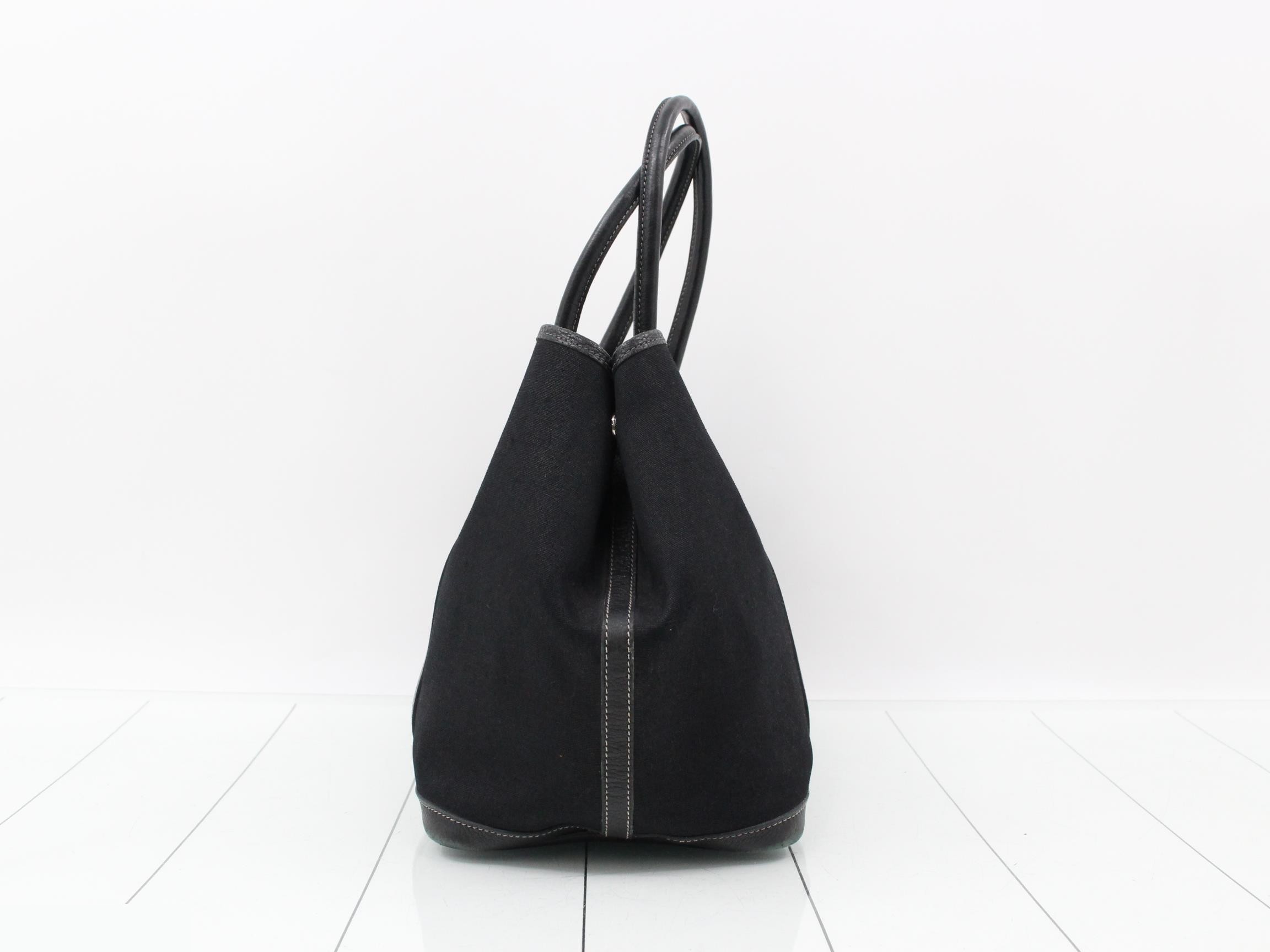 Garden Party PM Canvas/Leather Tote Bag, Black — view 4