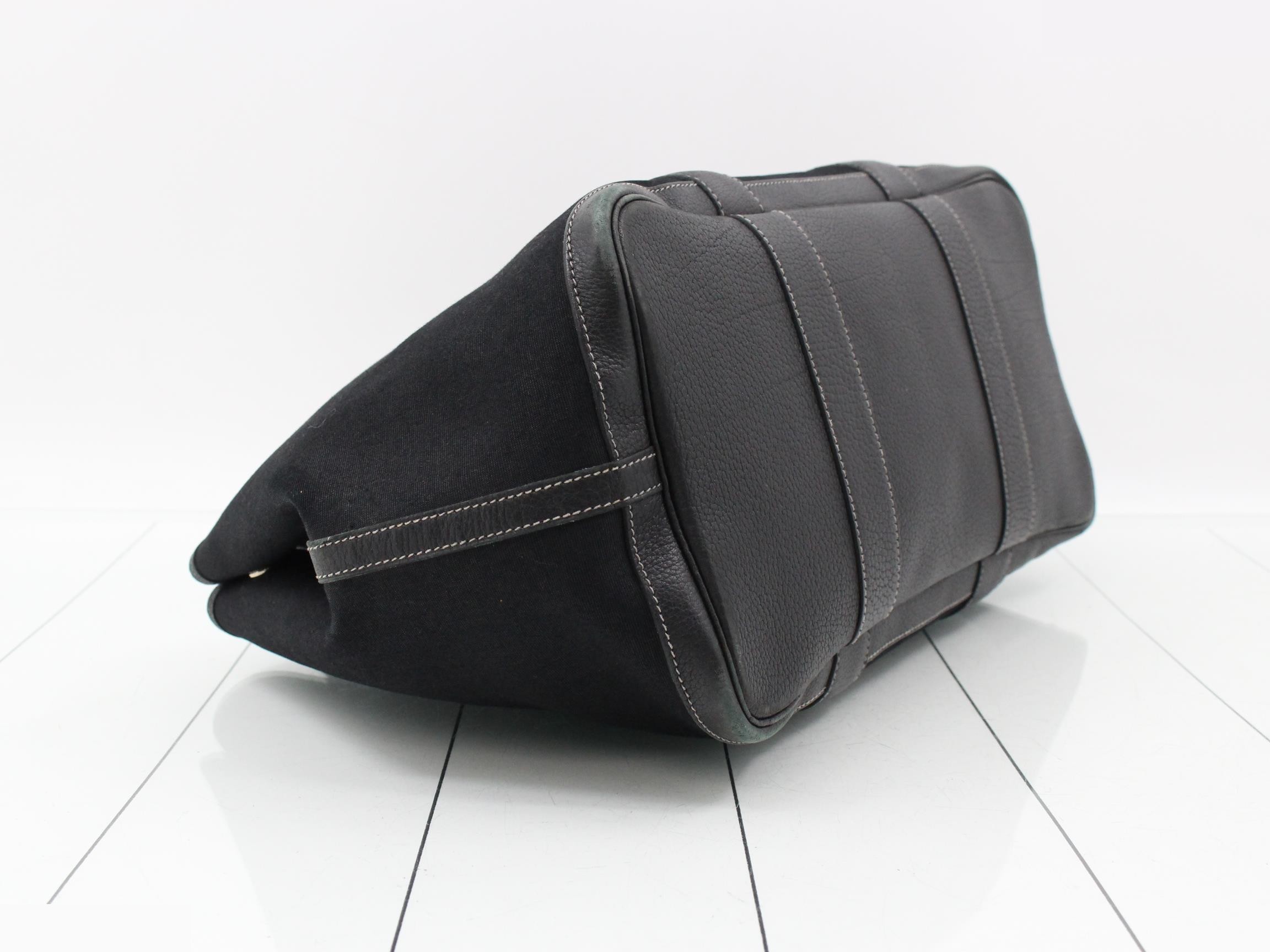 Garden Party PM Canvas/Leather Tote Bag, Black — view 5