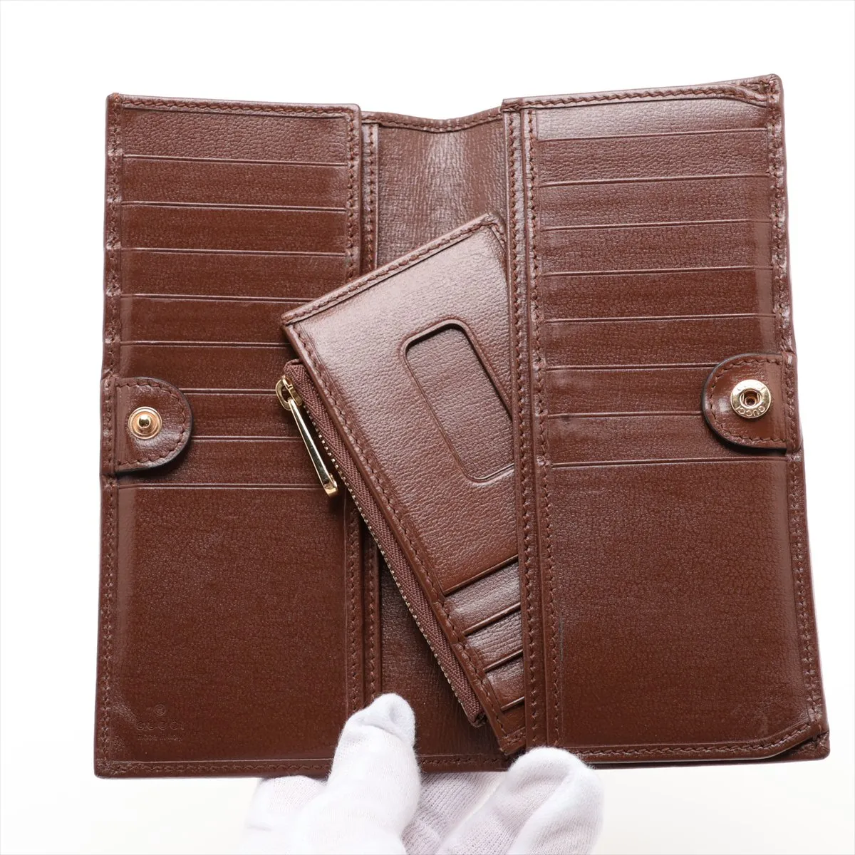 GG Supreme Leather Long Wallet, Brown, 746304 — view 4