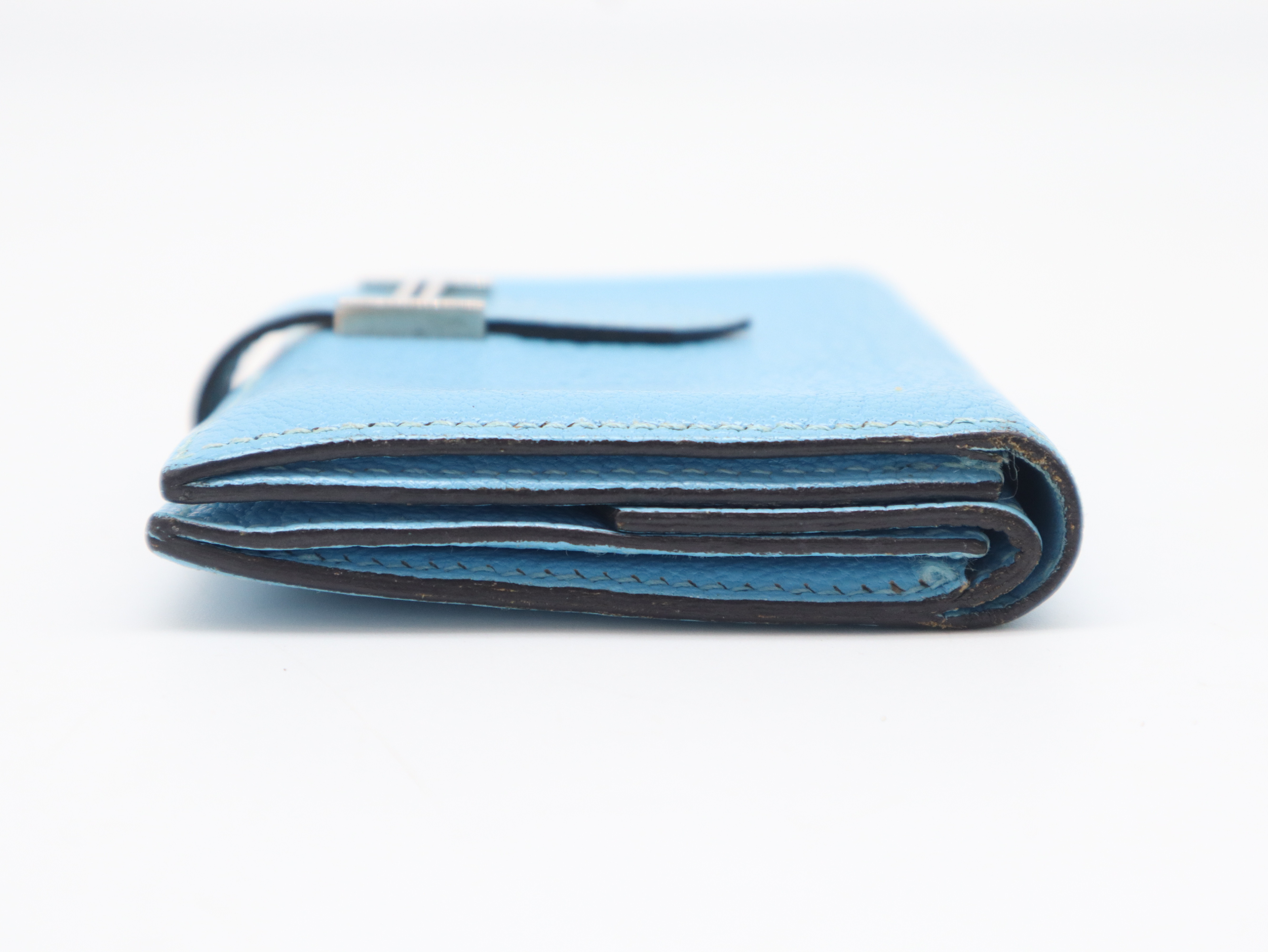 Bearn Mini Wallet, L stamp, Chevre leather, Blue — view 5