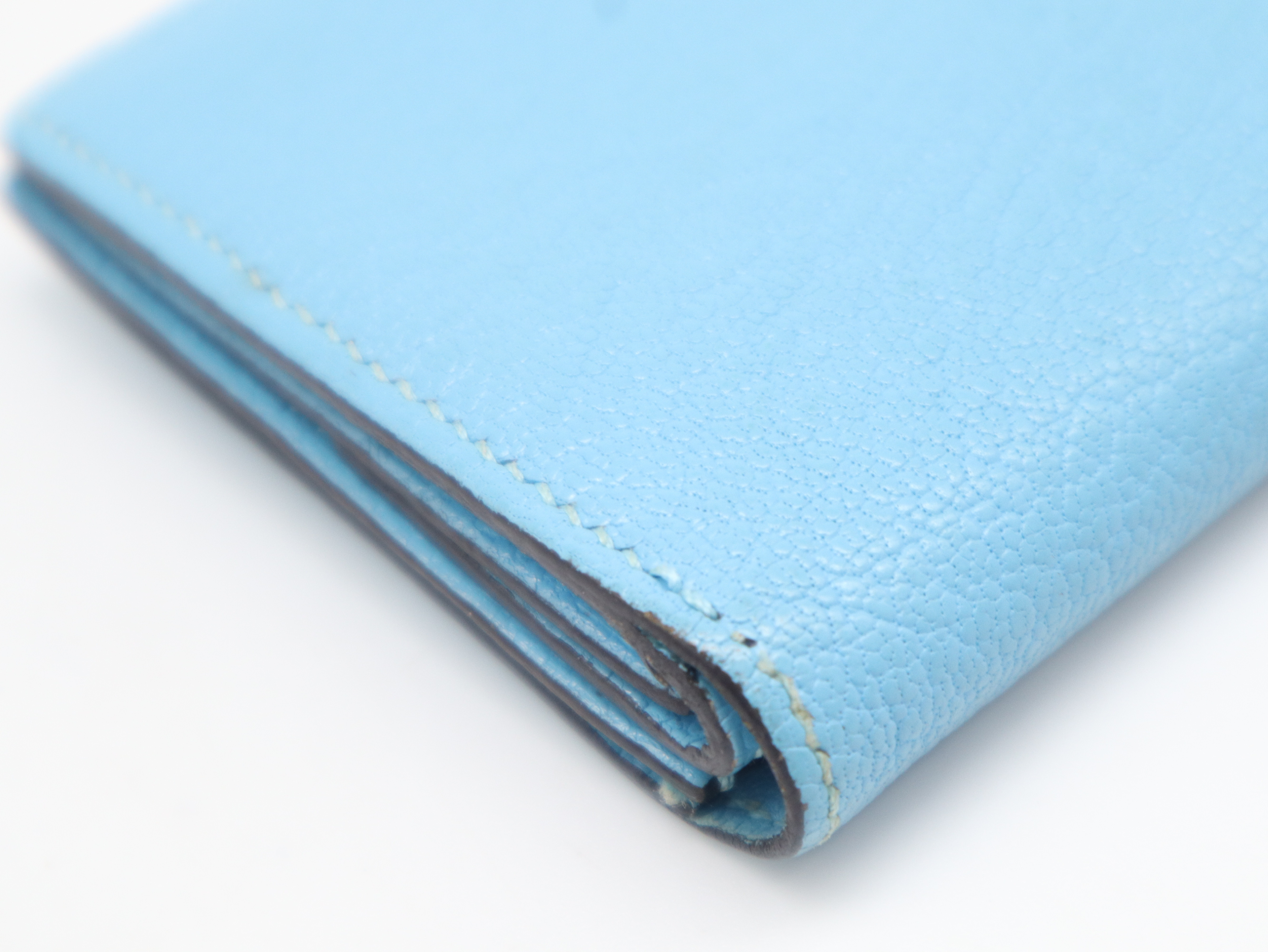 Bearn Mini Wallet, L stamp, Chevre leather, Blue — view 7