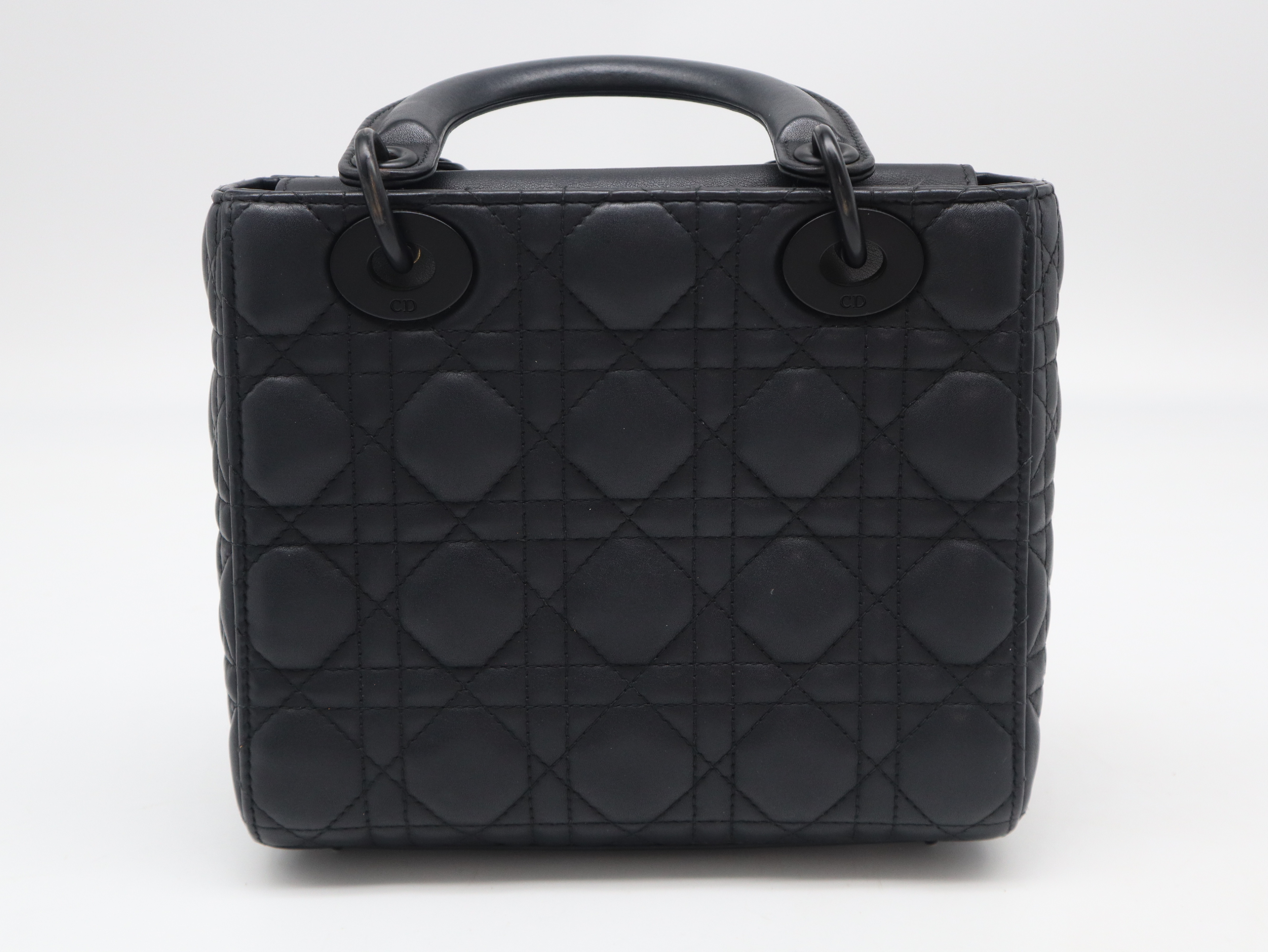 MA-0233 Lady Dior Cannage 2-Way Handbag, Lambskin Leather, Black, with Shoulder Strap — view 2