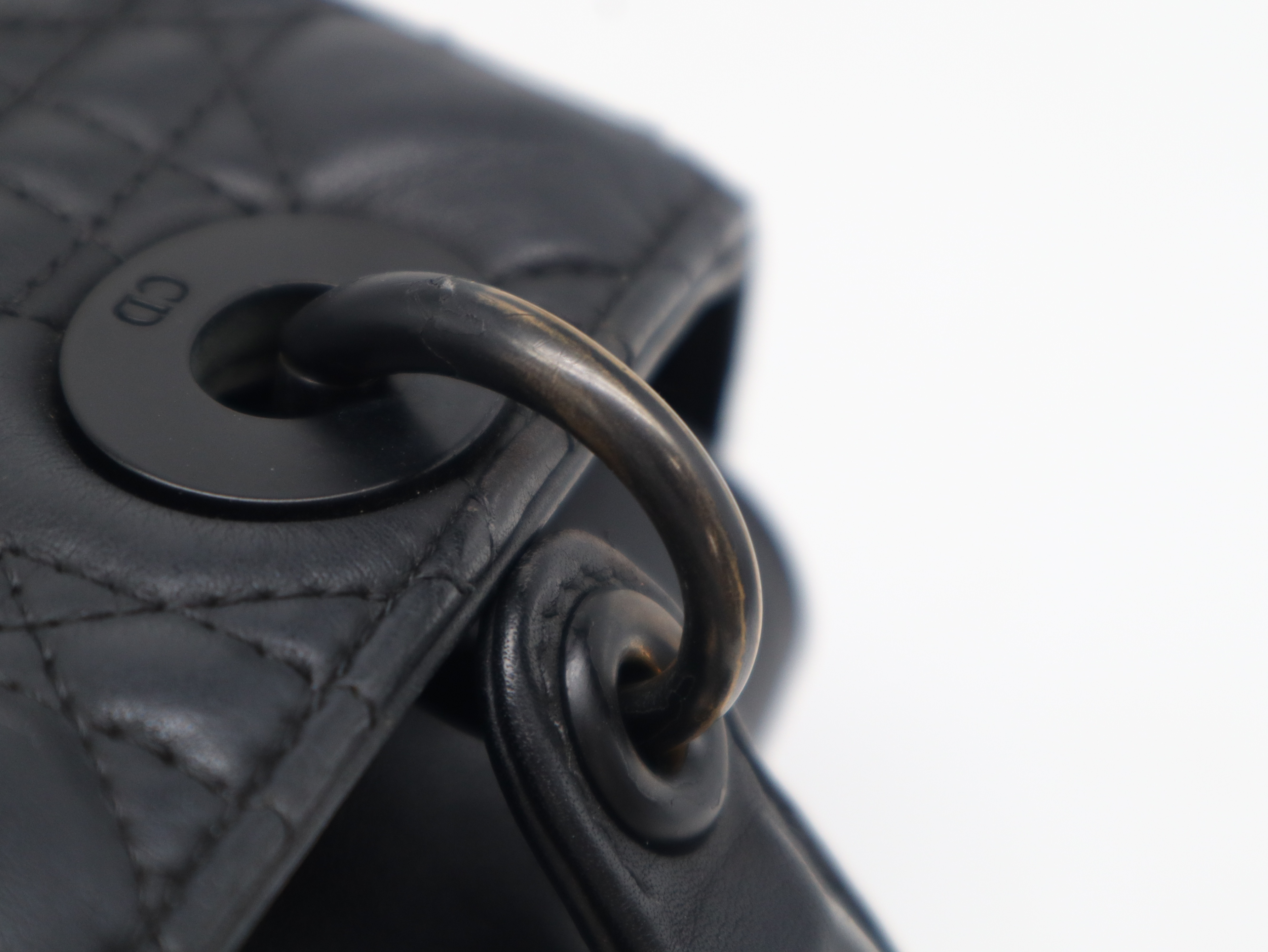 MA-0233 Lady Dior Cannage 2-Way Handbag, Lambskin Leather, Black, with Shoulder Strap — view 8