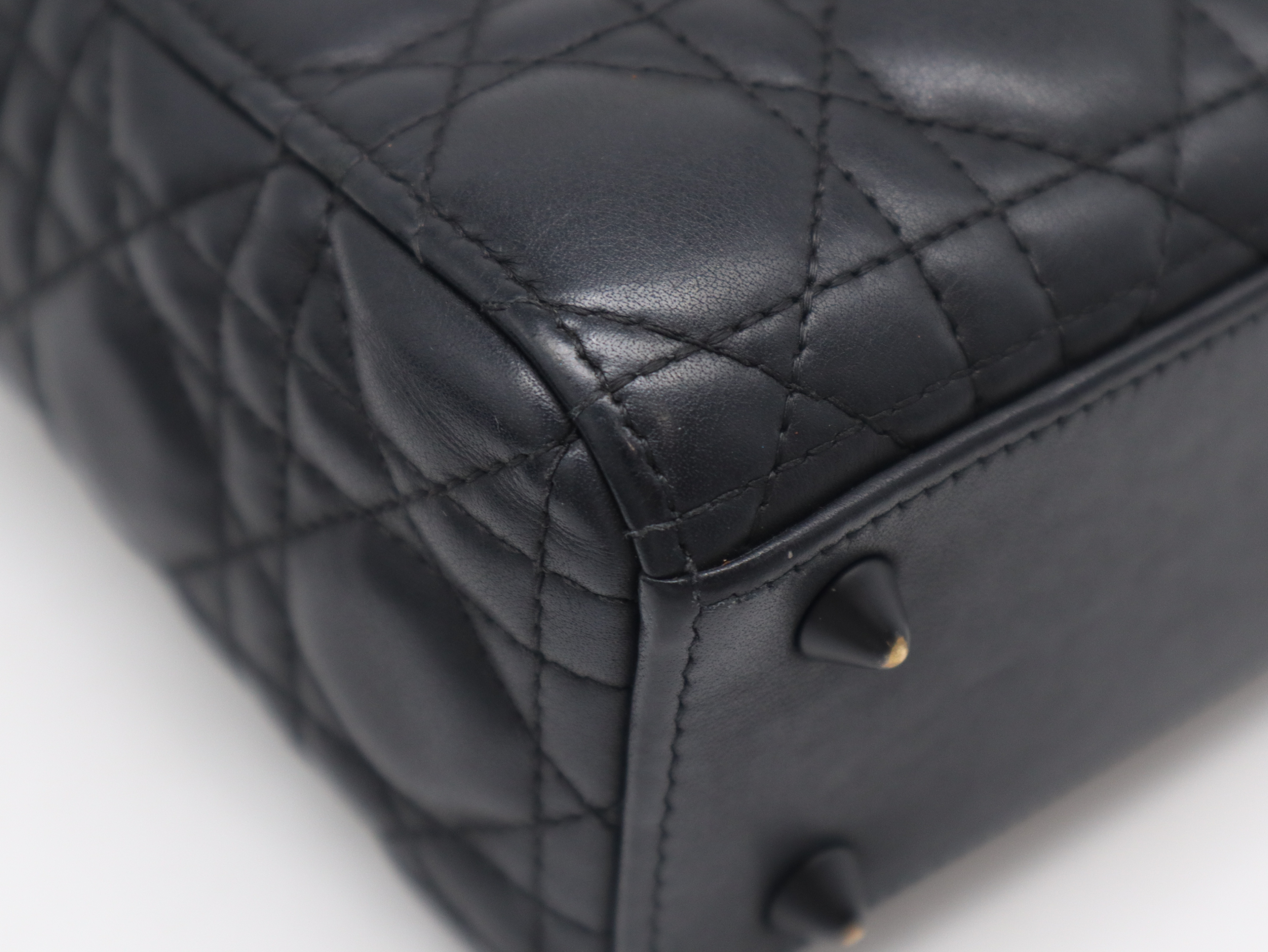 MA-0233 Lady Dior Cannage 2-Way Handbag, Lambskin Leather, Black, with Shoulder Strap — view 9