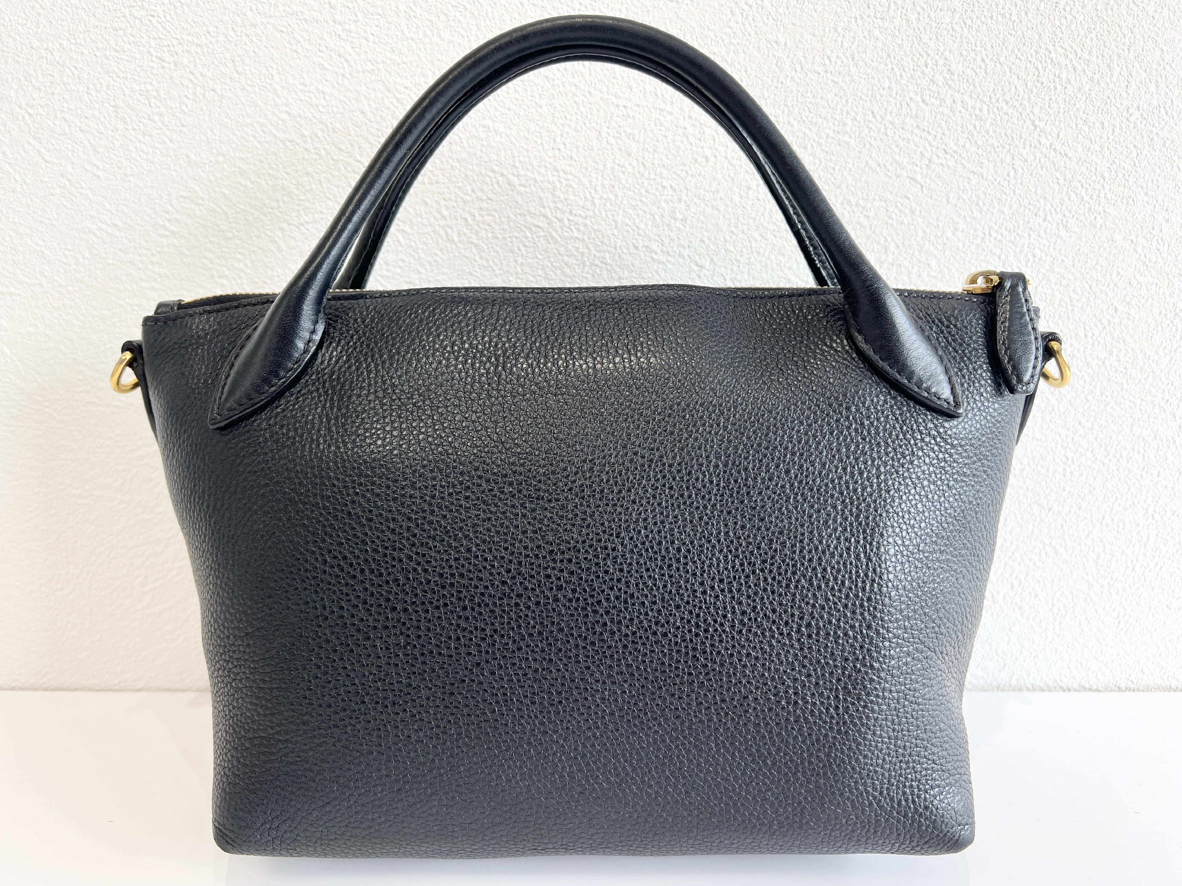 Triangle Logo Vitello Daino Leather Handbag — view 2