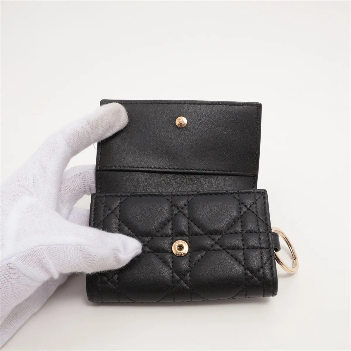 My Dior Aster Key Case Cannage Leather Key Case Black — view 3