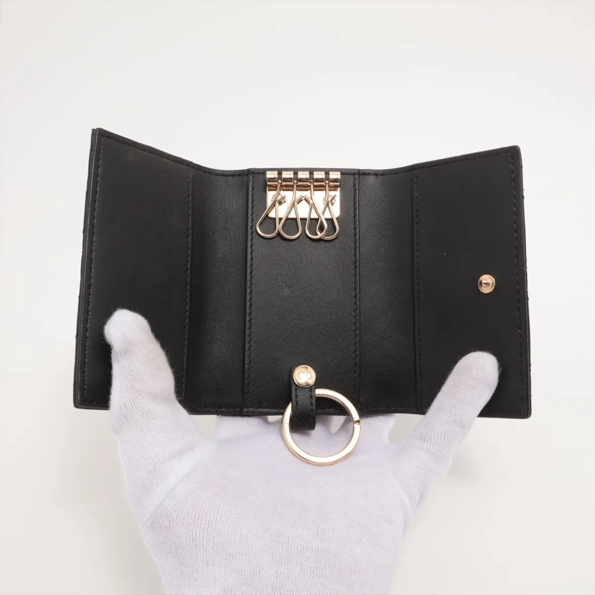 My Dior Aster Key Case Cannage Leather Key Case Black — view 4