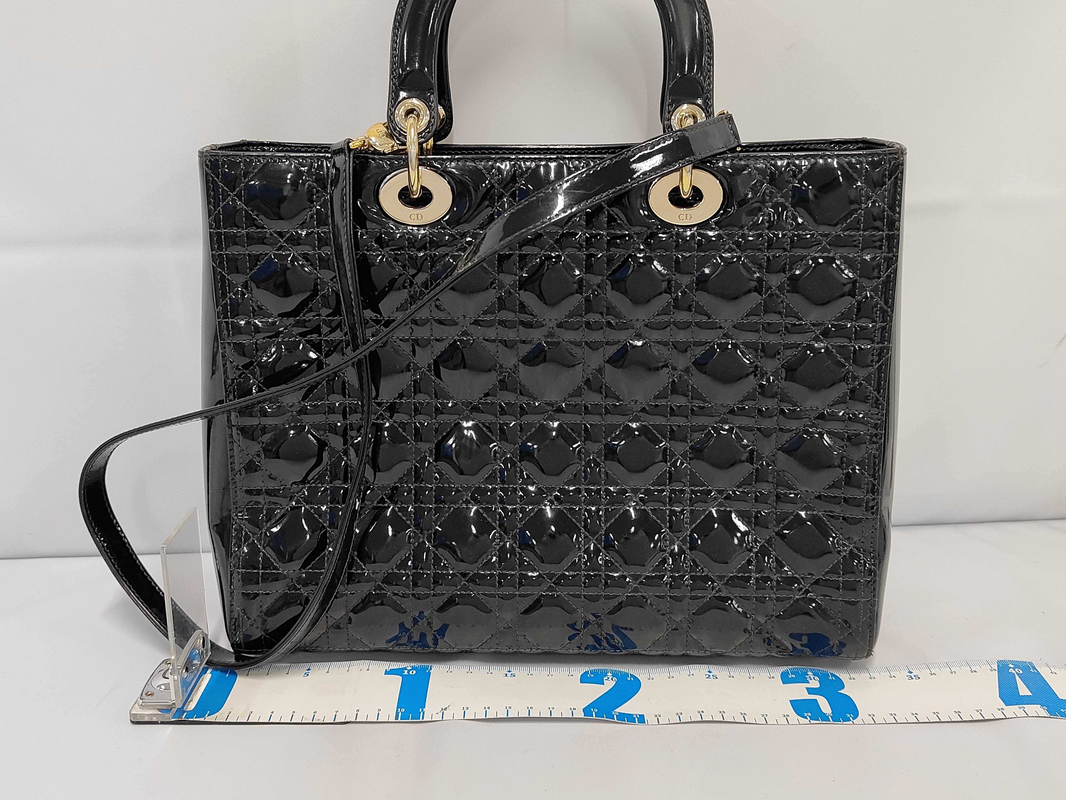 Lady Dior Large Enamel Black 2-Way Handbag — view 2