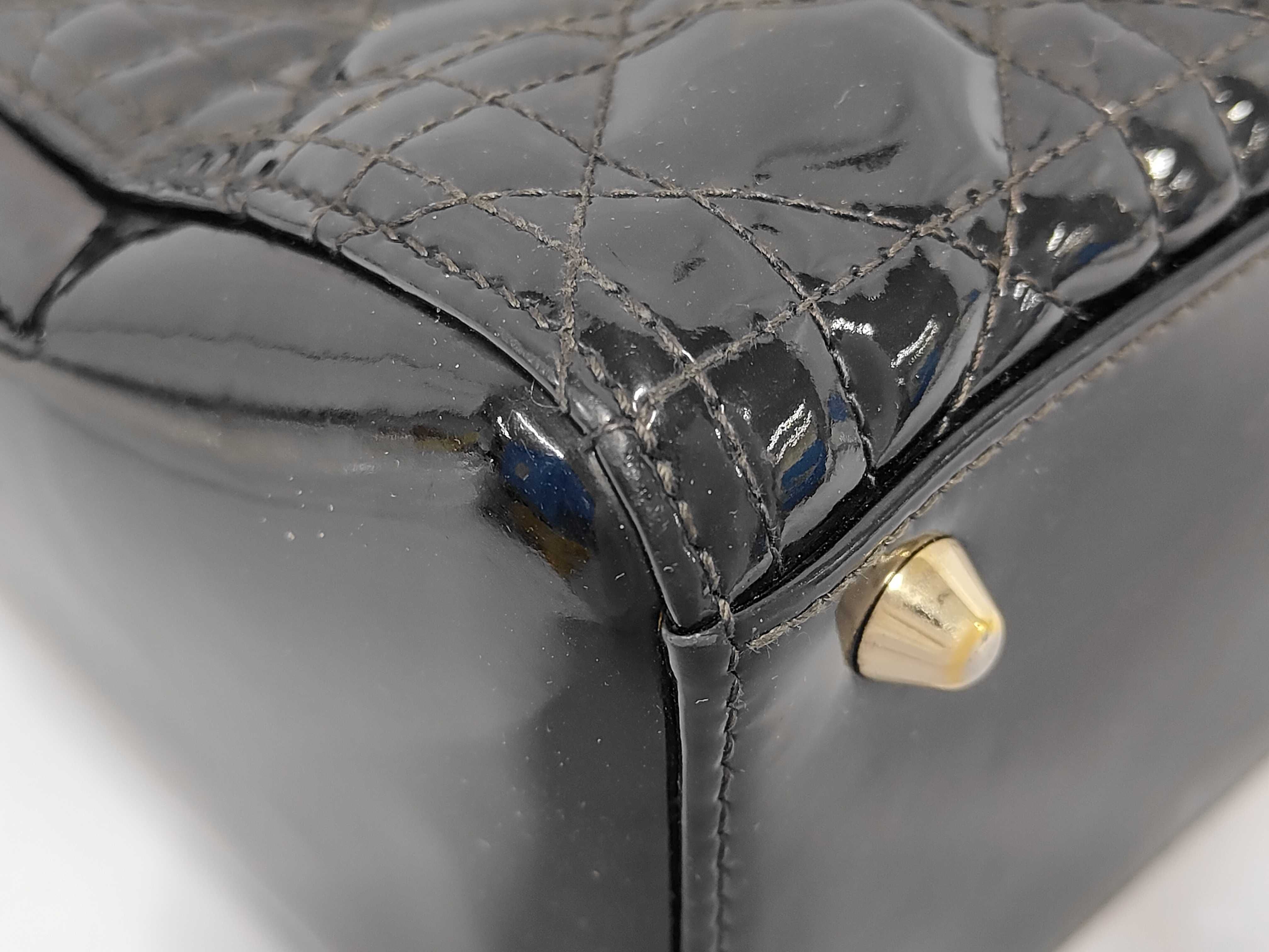 Lady Dior Large Enamel Black 2-Way Handbag — view 3