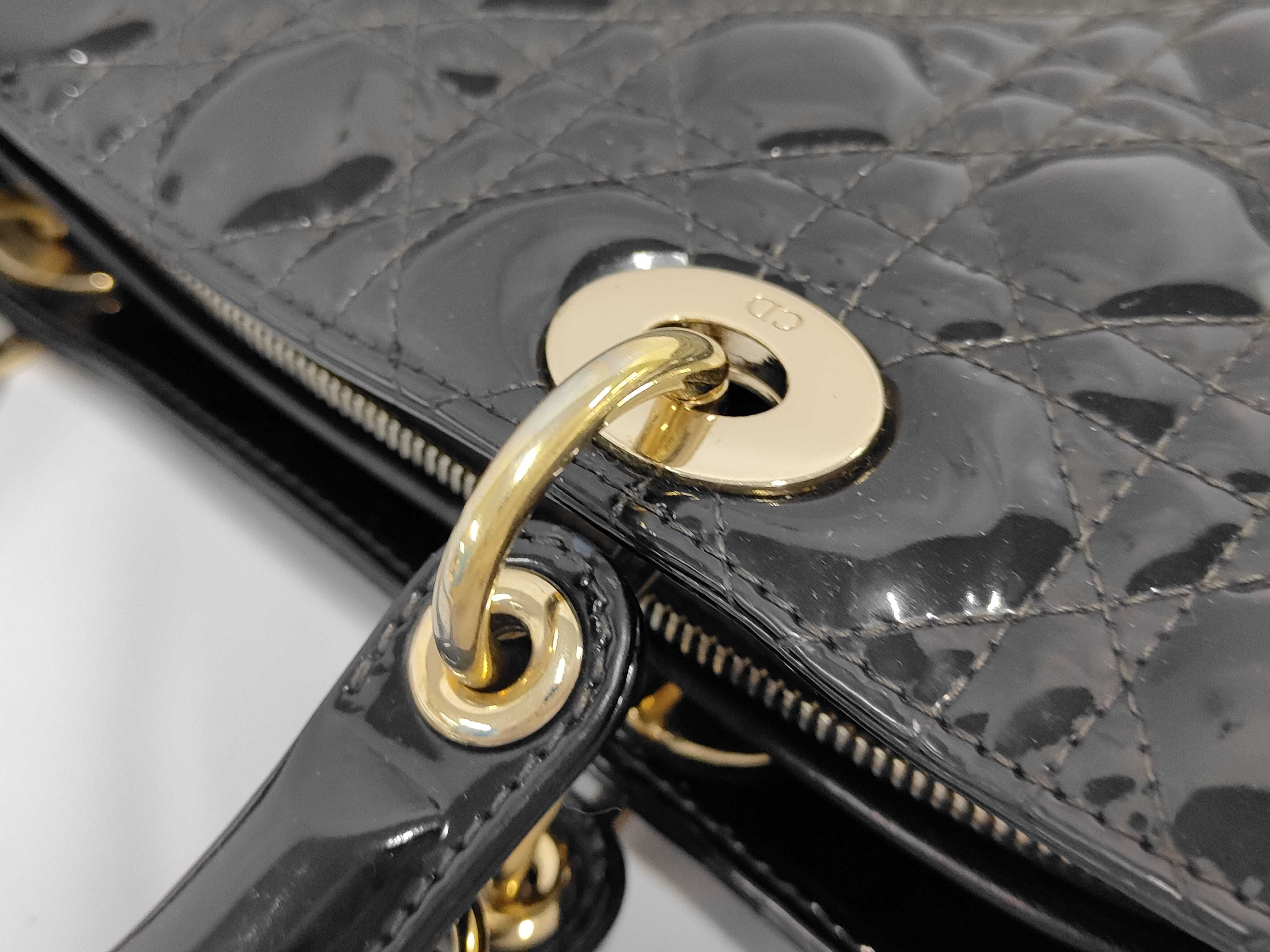 Lady Dior Large Enamel Black 2-Way Handbag — view 6