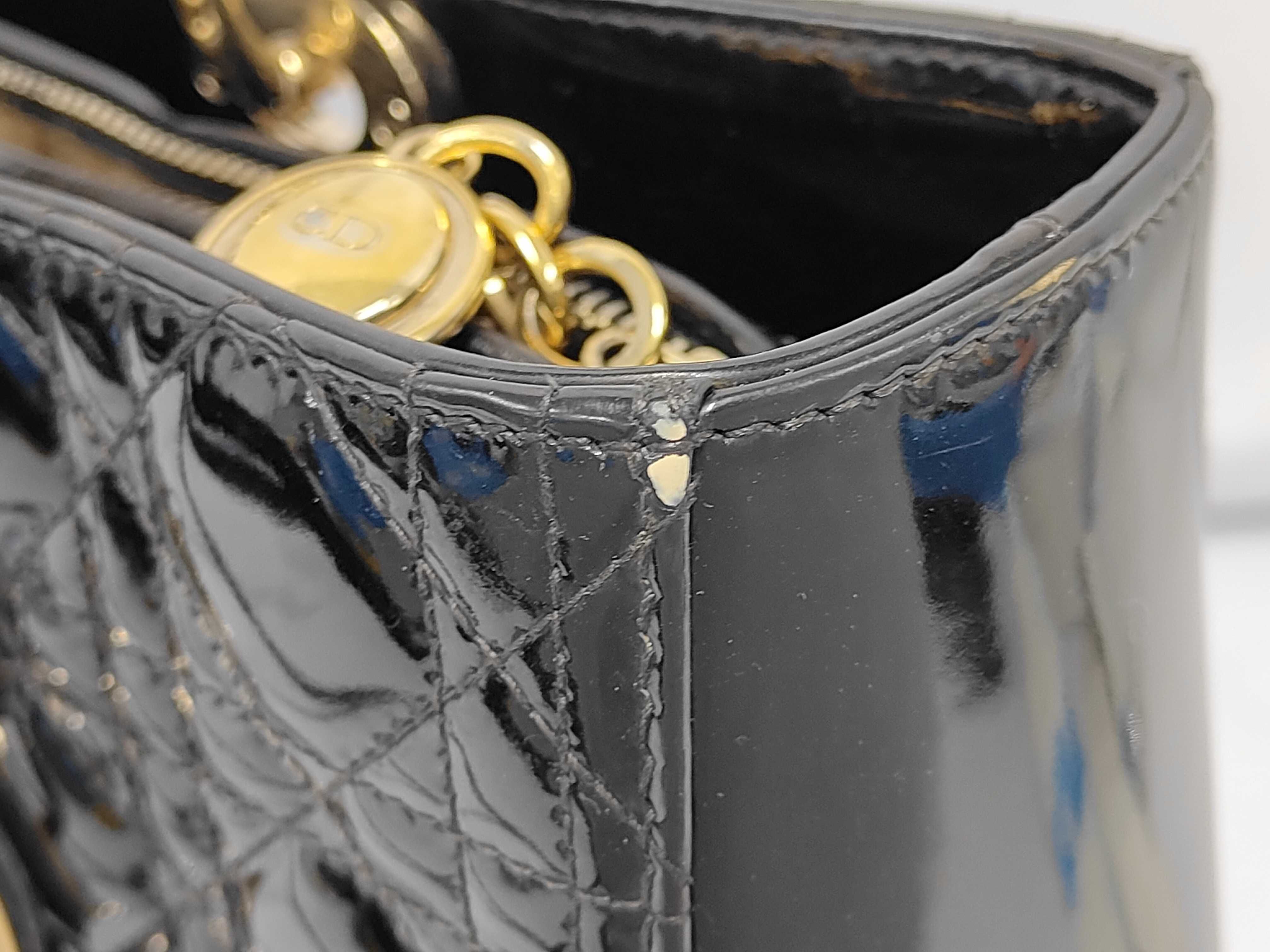 Lady Dior Large Enamel Black 2-Way Handbag — view 9