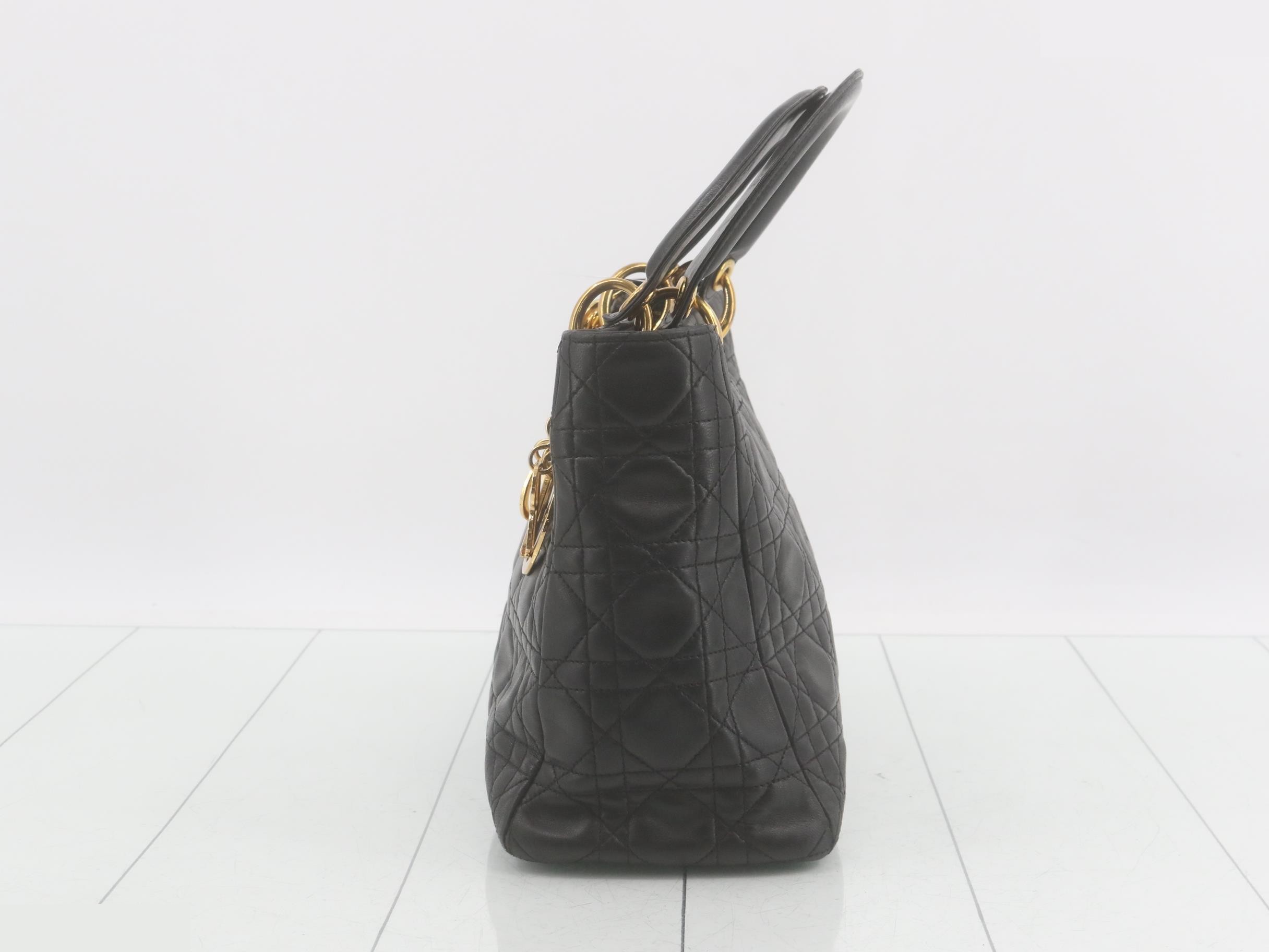 Lady Dior Cannage handbag, black — view 3